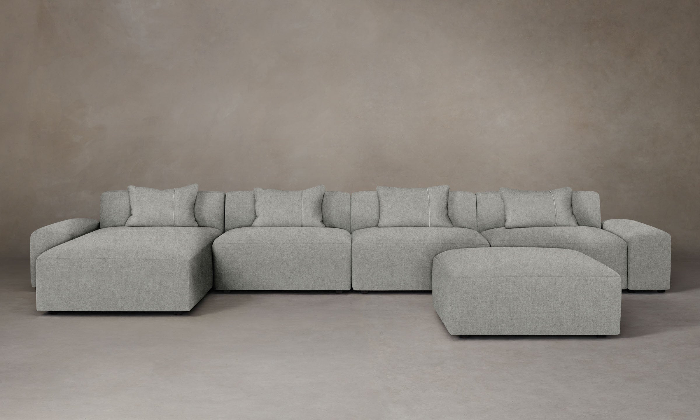 Breuer Modular Sectional Sofa - Premium Merino Heather Grey Fabric - Perfect for Living Room, Lounge & Home Theater Comfort