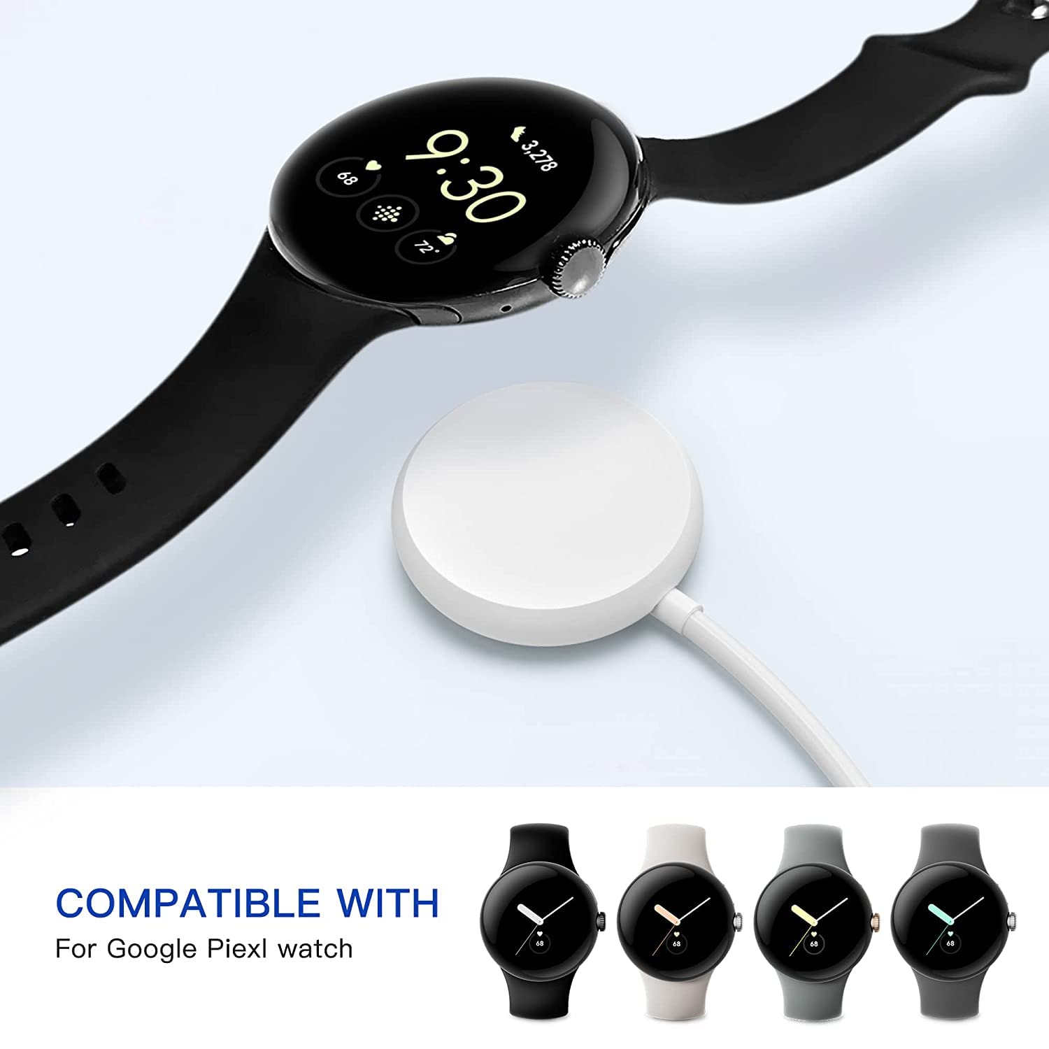 TUCANA USB Charger Cable for Google Pixel Watch - Fast Charging, Durable & Compatible (1 Pack, White) - Perfect for Home, Office & Travel Accessories
