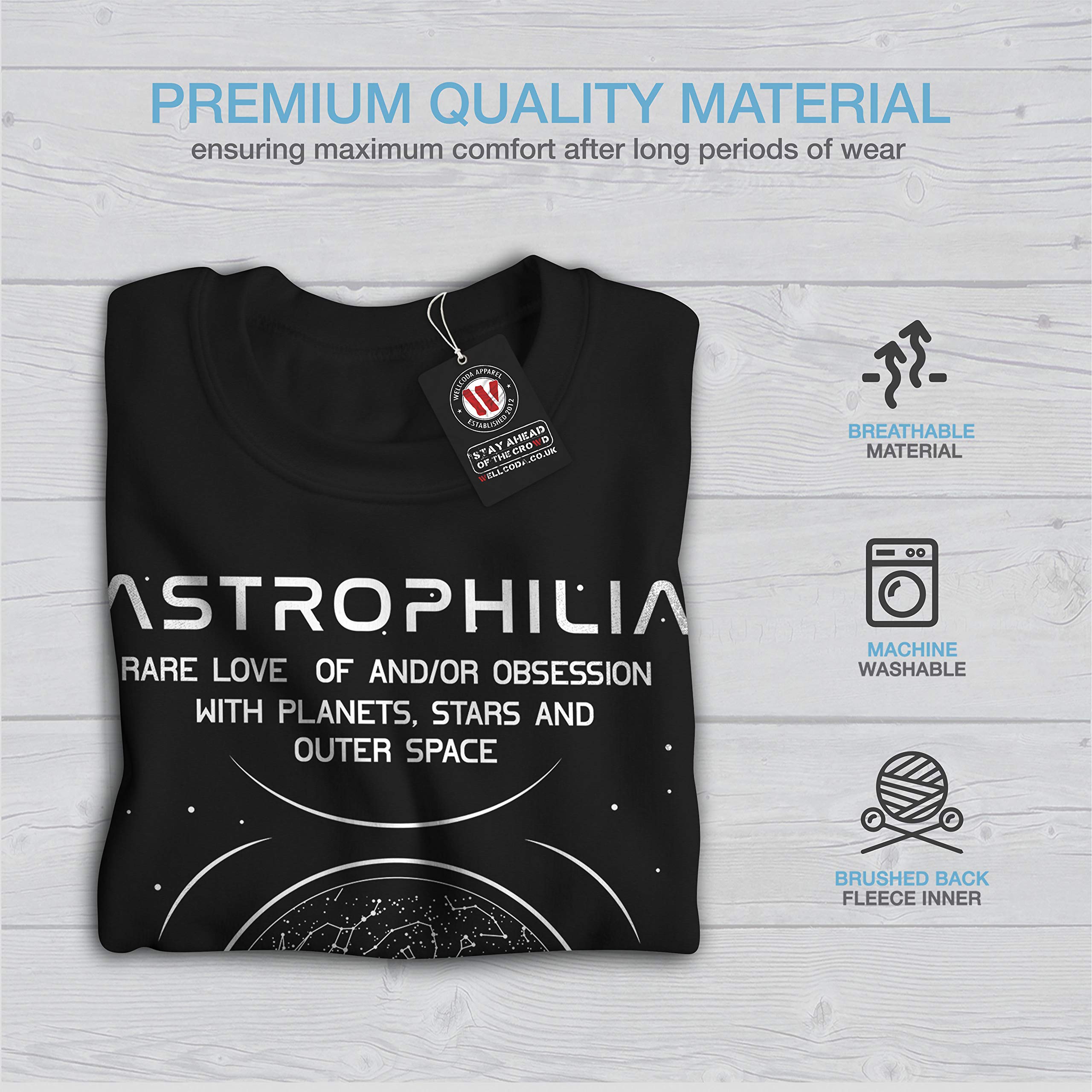 Wellcoda Men's Astronomy Definition Sweatshirt - Planets Graphic Casual Pullover Jumper for Stargazing & Outdoor Activities