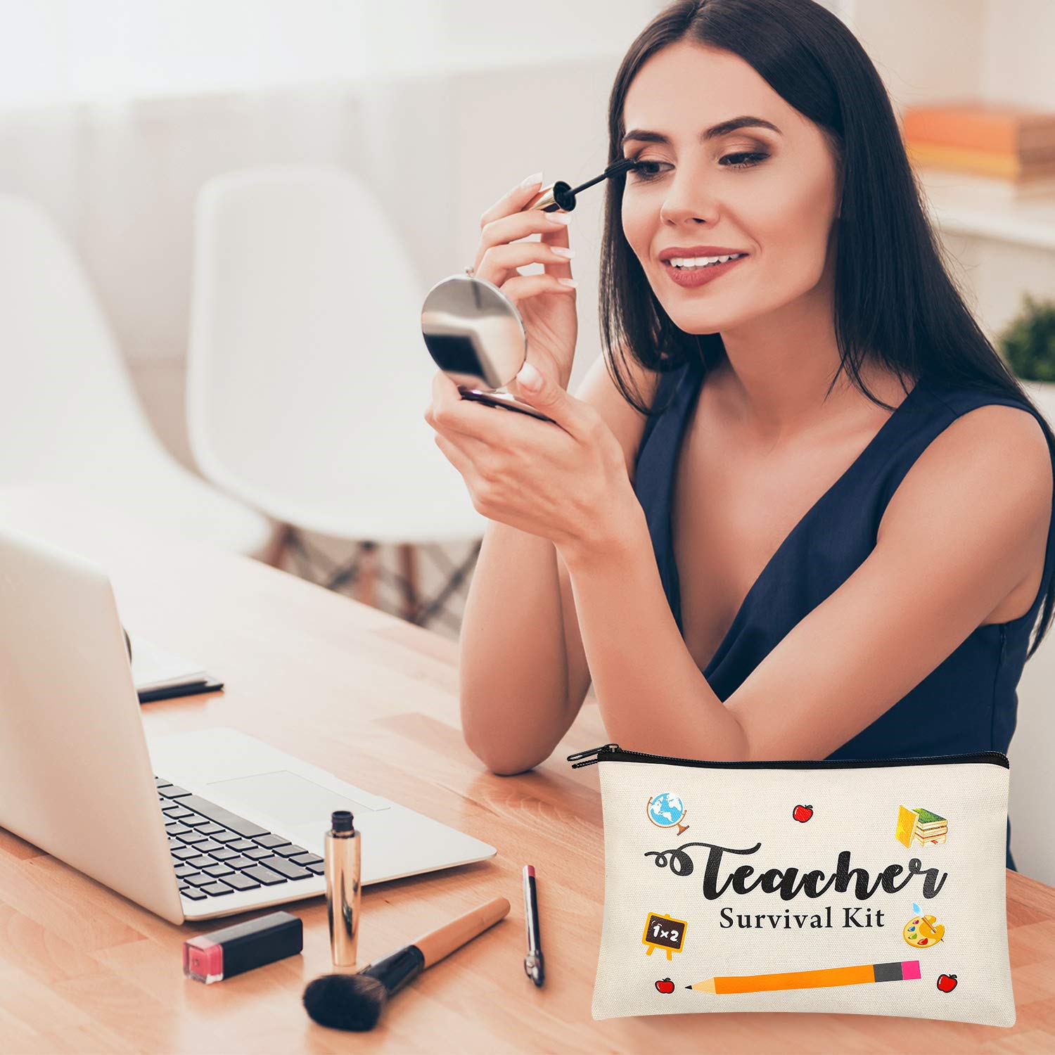 8-Piece Teacher Appreciation Gift Set - Makeup Pouch & Cosmetic Bags for Travel, Toiletry Storage & School Supplies - Perfect for Preschool & High School Teachers (Zipper Closure, Set 2) - Ideal for Classroom Rewards, End-of-Year Gifts & Teacher Thank You Presents