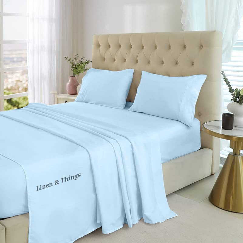 Luxury 1000TC 4-Piece Bed Sheet Set - 100% Egyptian Cotton, Extra Soft & Breathable - Deep Pocket Fits Mattress up to 15