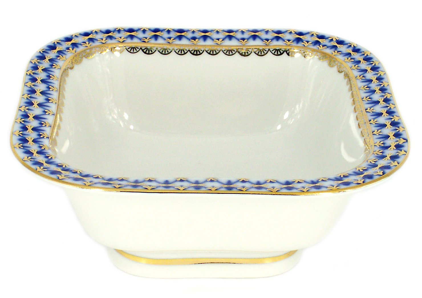 Lomonosov Porcelain Cobalt Net Cookie Jar - 12 oz Candy & Nut Storage Bowl for Kitchen, Dining, or Gift - Elegant Snack Serving Dish for Cookies, Treats, Nuts, and More