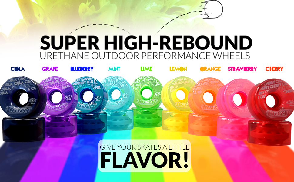 Crazy Candy 65mm 78a Skateboard Wheels - 4 Pack for Outdoor Cruising, Street Skating & Park Riding