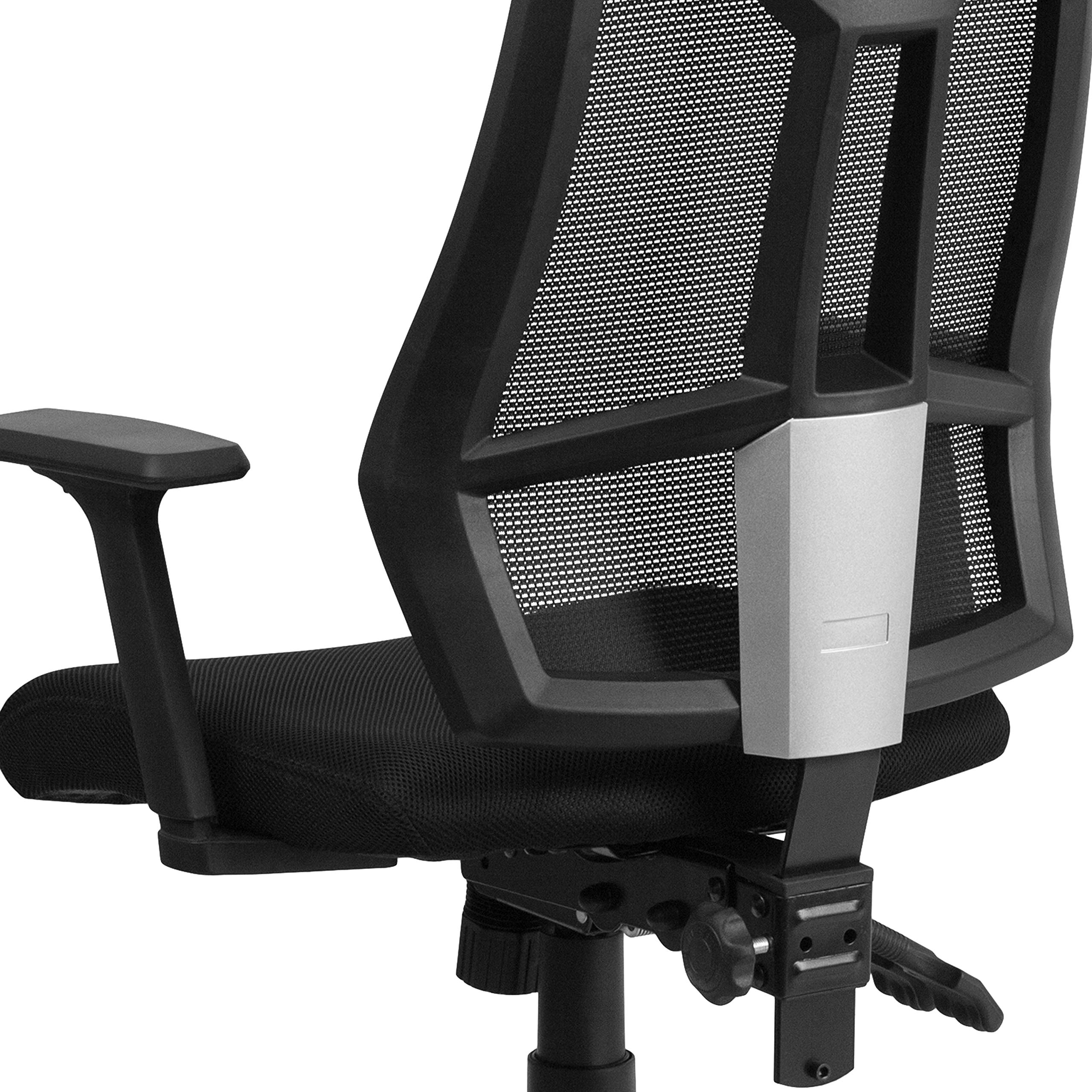 High Back Black Mesh Ergonomic Office Chair with Adjustable Arms - Comfortable Task Chair for Home & Office Workspace