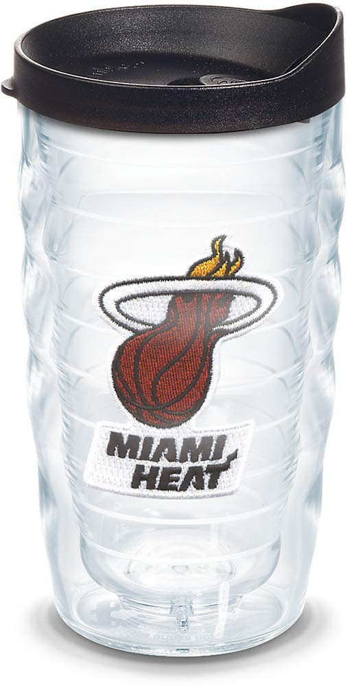 Tervis NBA Miami Heat Primary Logo 10oz Insulated Tumbler with Emblem & Black Lid - Clear Wavy Design for Hot/Cold Drinks at Games, Office or Home