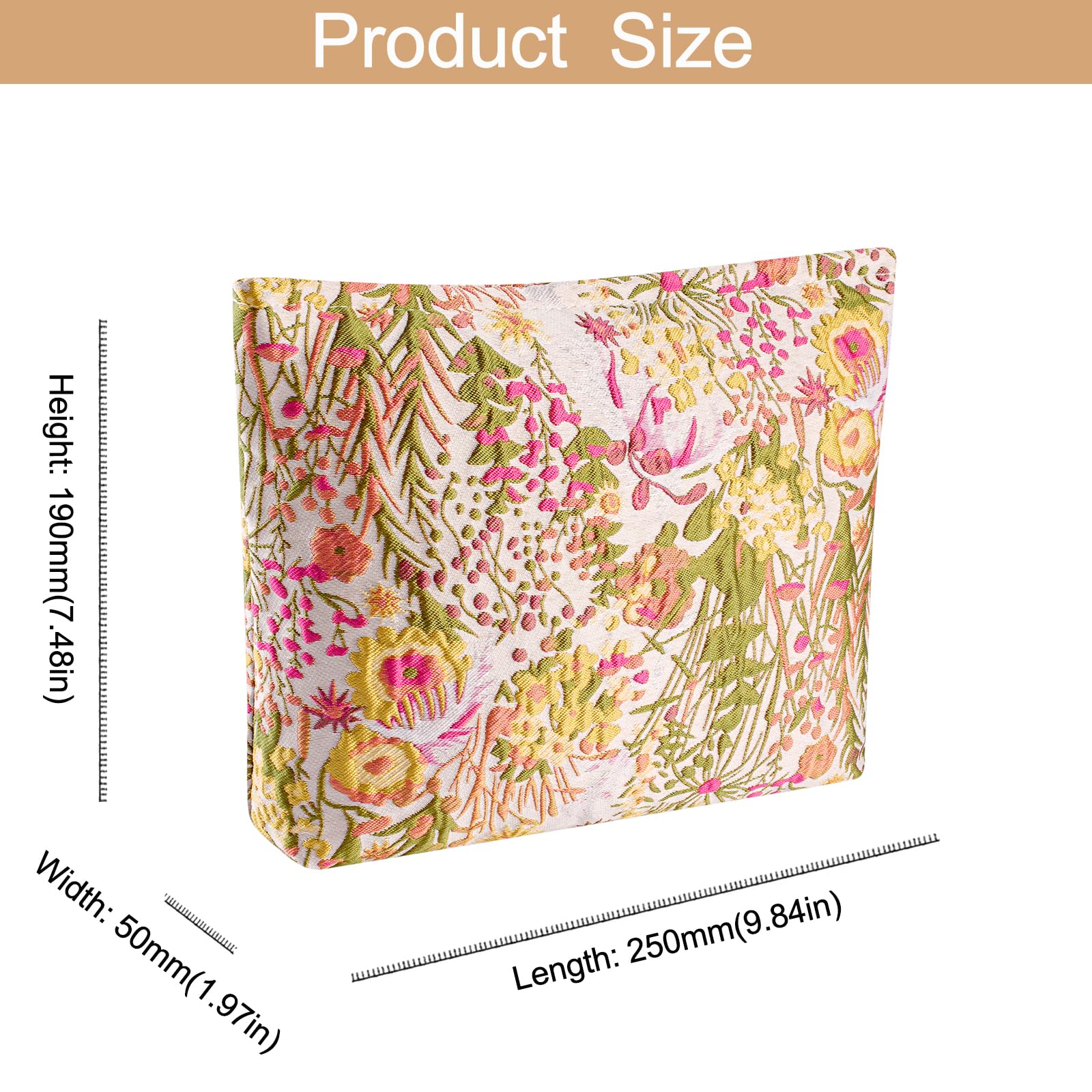 Floral Makeup Bag for Women - Large Capacity Cosmetic Organizer for Travel & Purse
