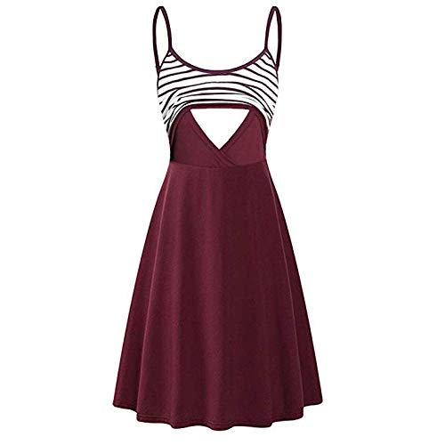 REYYOISKA Women's Maternity Dress - Nursing & Pregnancy Striped Tunic Top for Breastfeeding - Soft Summer Maternity Clothes for Comfortable Wear at Home, Work or Outdoor Activities