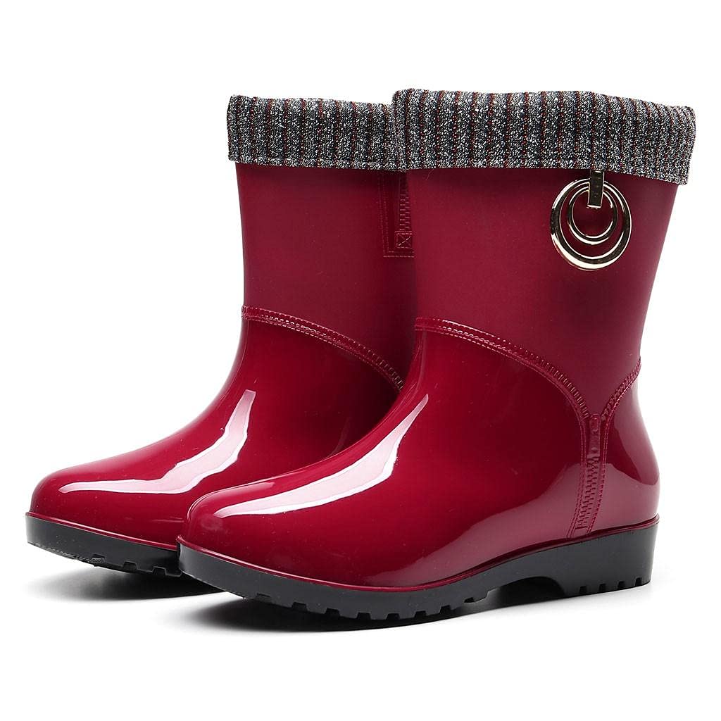 Xudanell Women's Anti-Slip Rubber Rain Boots - Waterproof Patent Leather Work Shoes for Women | Perfect for Gardening, Hiking & Wet Weather Conditions