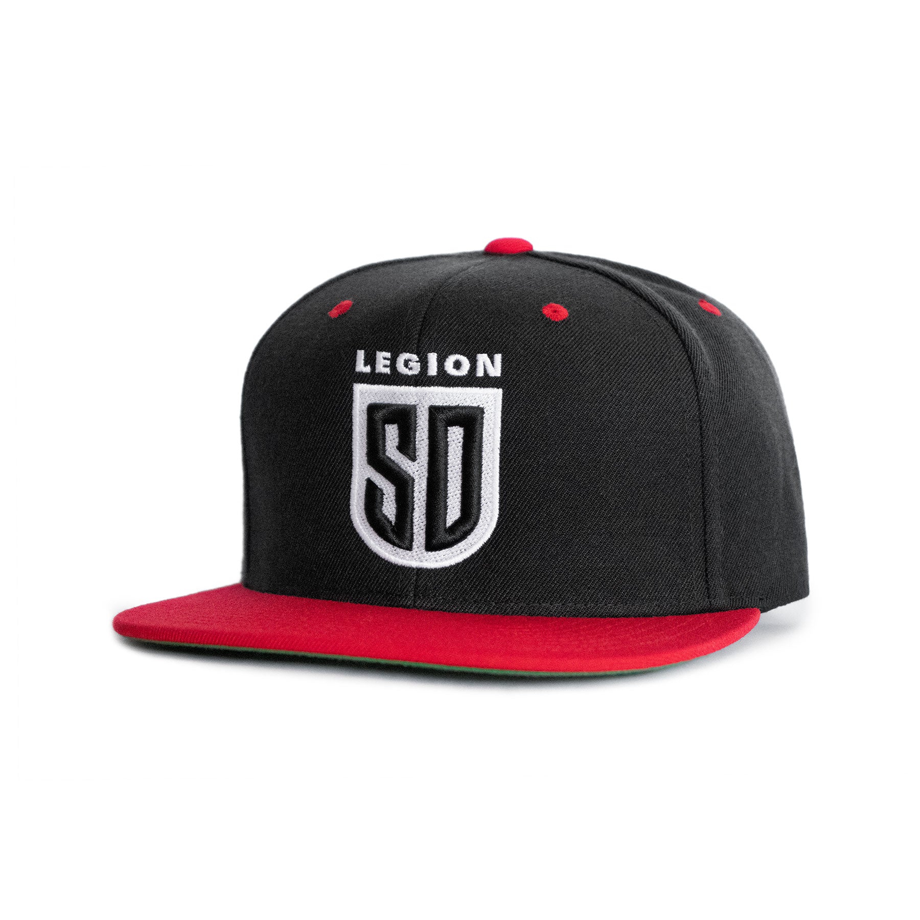 SD LEGION Shield Snapback Hat - Black/Red - Stylish Adjustable Baseball Cap for Men & Women - Perfect for Sports, Outdoor Activities & Casual Wear