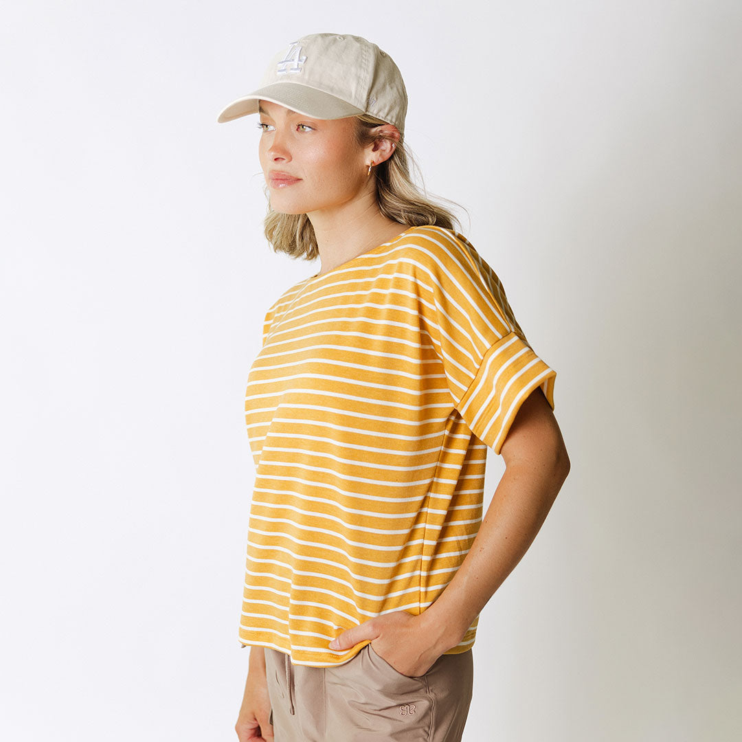 Boss Tee - Premium Cotton Mustard & Ivory Crewneck T-Shirt for Men | Casual Wear, Street Style & Everyday Comfort