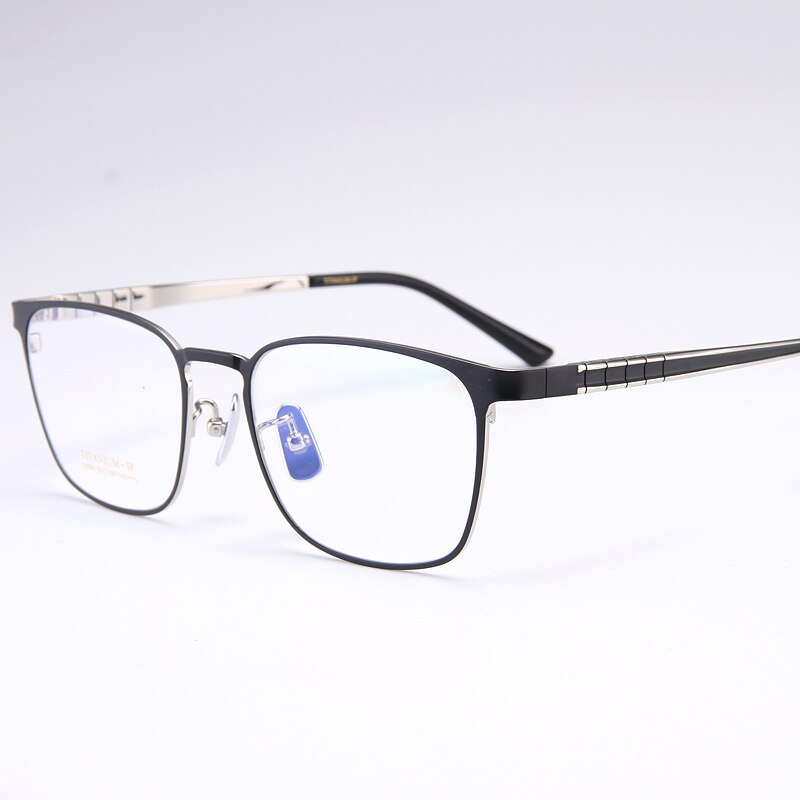 Bclear Men's Full Rim Square Titanium Eyeglasses Frame - Lightweight & Durable My91063 for Work, Reading & Fashion