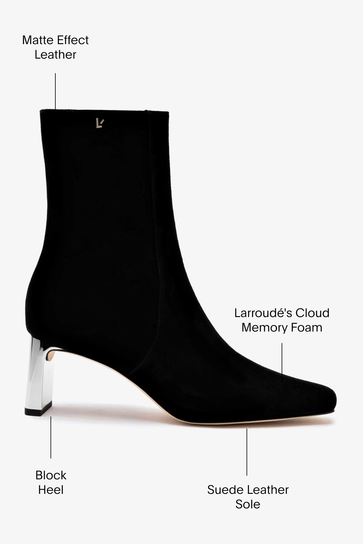 Alexis Bootie - Black Suede Women's Ankle Boots with Silver Heel for Casual Outfits, Parties & Night Out