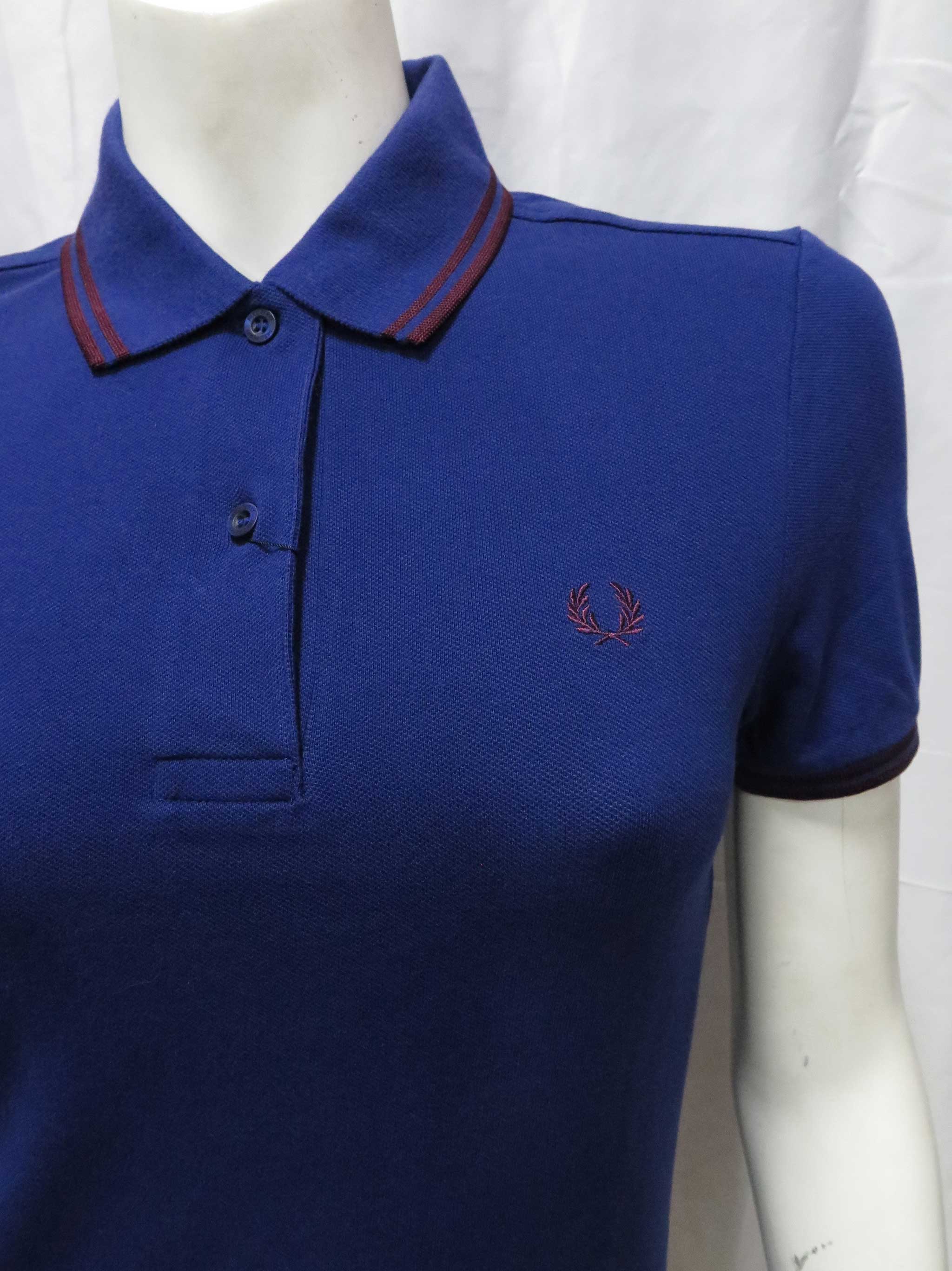 Fred Perry Women's Twin Tipped Polo Shirt - Medieval Blue & Maroon | Classic Casual Wear for Work, Golf & Everyday Outfits