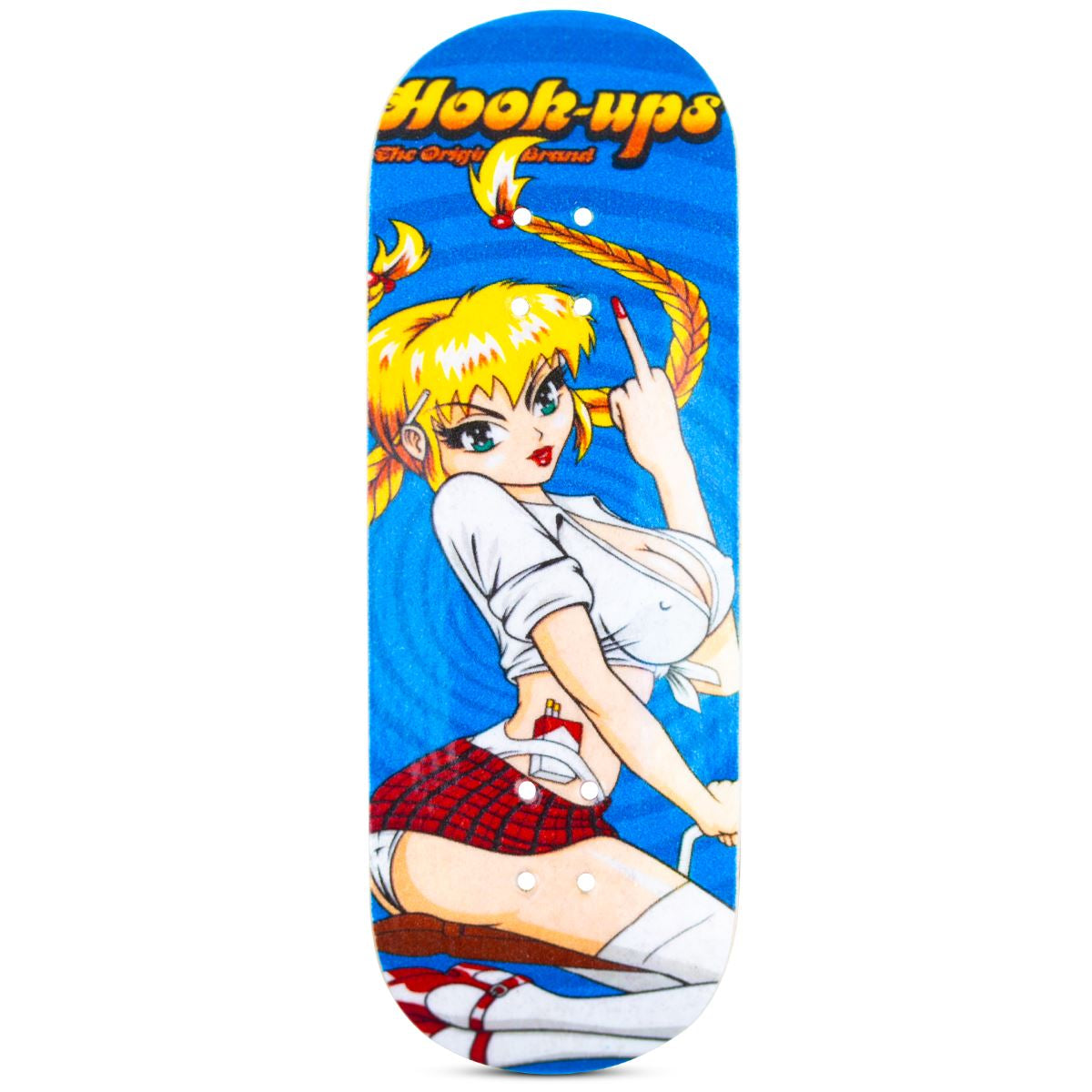 HookUps School Girl Fingerboard Deck - Professional Skateboard Training Tool for Tricks & Practice - Perfect for Home, Gym & Outdoor Skateboarding Training
