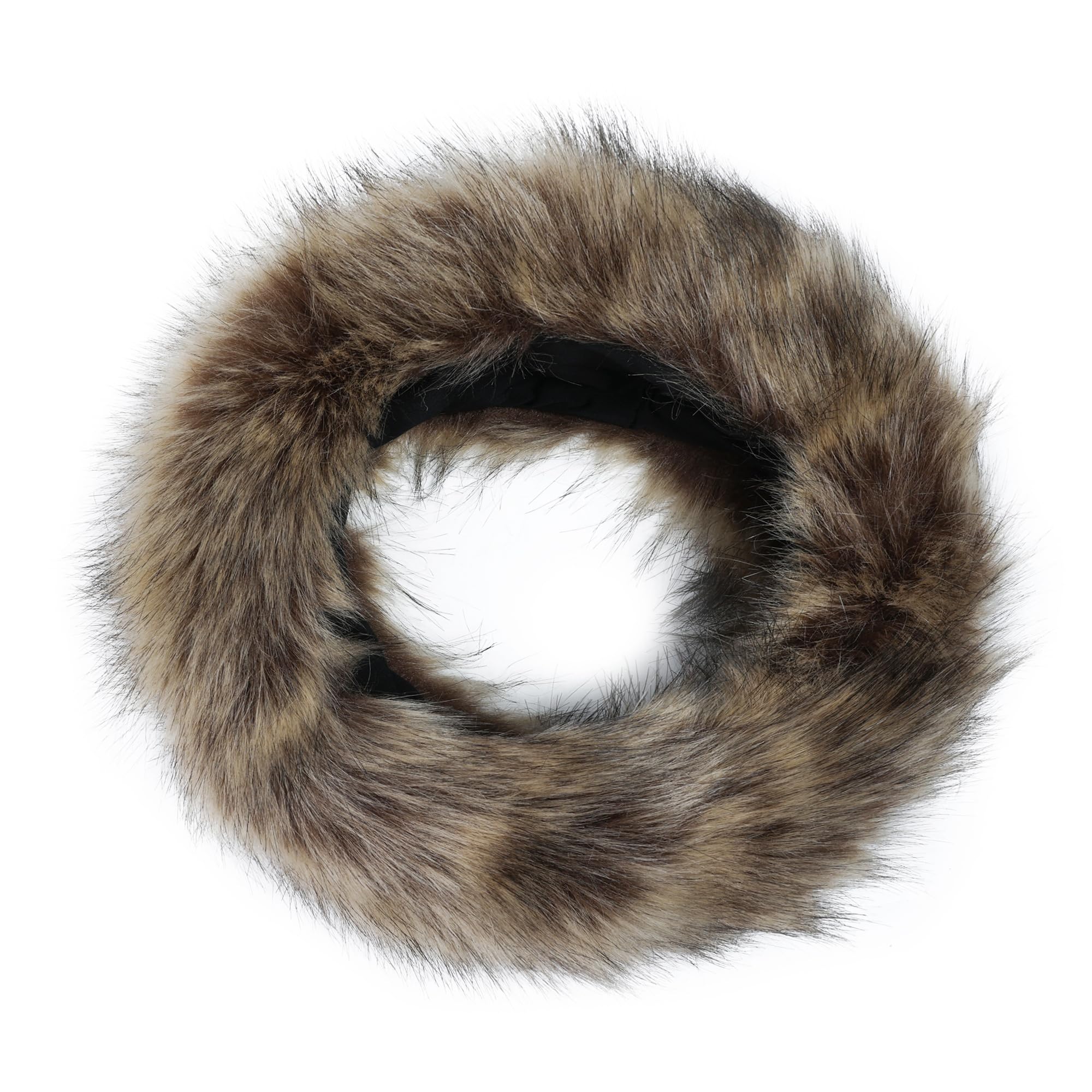 Women's Winter Fluffy Faux Fur Headband - Soft Ear Warmer Head Wrap for Cold Weather - Natural Color Headband for Outdoor Activities, Skiing & Snowboarding