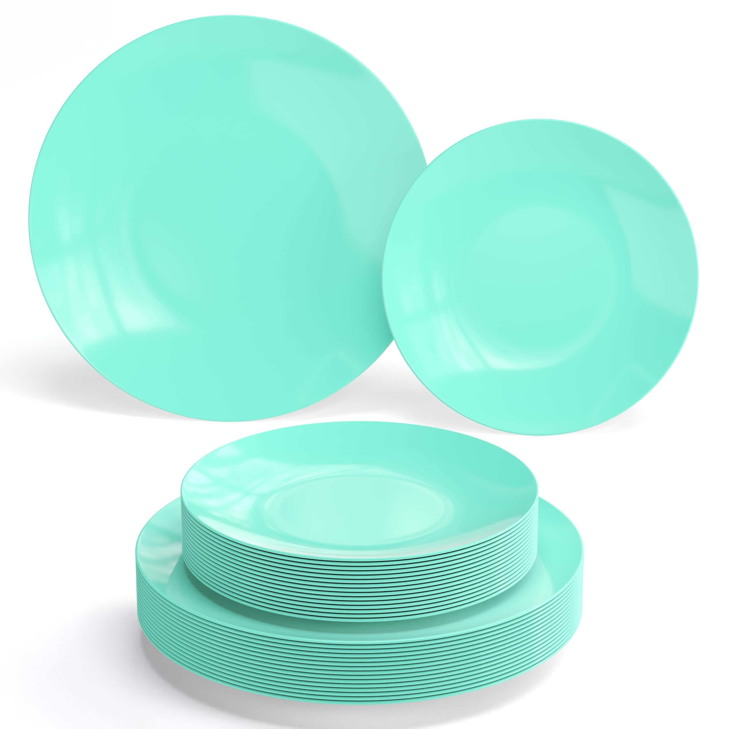 Trendables 120-Piece Green Plastic Dinner Plates Set - 60 Heavy Duty 10-Inch Plates & 60 8-Inch Dessert Plates | Disposable Party Dinnerware for BBQs, Picnics, Birthdays & Events | Eco-Friendly Tableware for 60 Guests