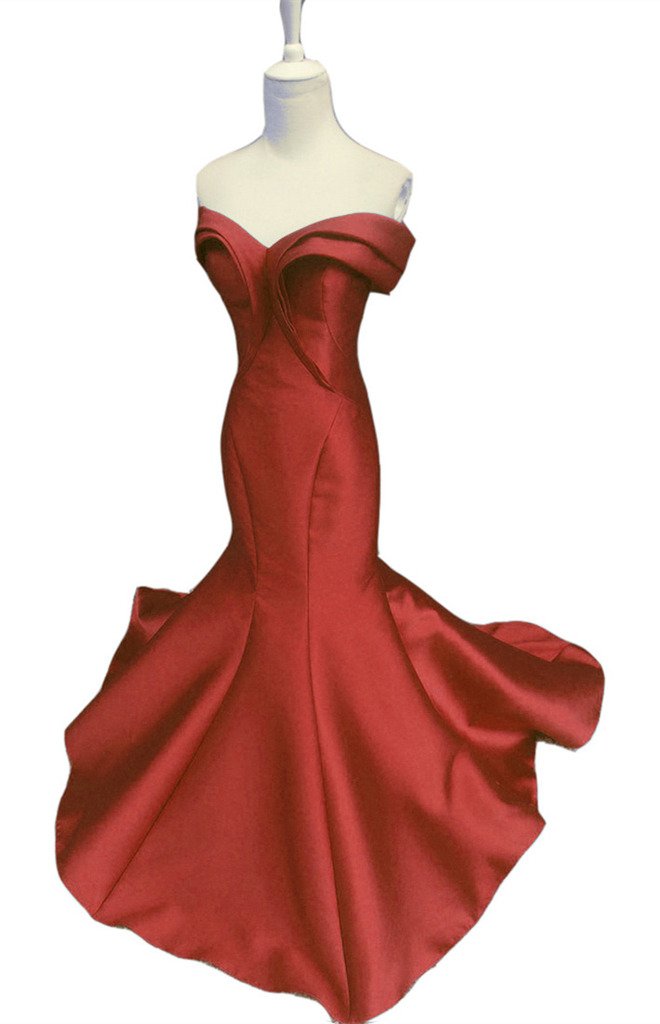 Emanni Women's Red Mermaid Strapless Formal Evening Dress - Elegant Prom, Wedding, and Special Occasion Gown for Women