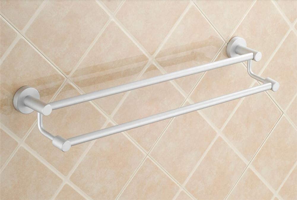 Double Pole Over Door Towel Rack - Space Saving Aluminum Towel Bar for Bathroom - Wall Mounted Towel Holder Rail (60cm/24in) - Perfect for Small Bathrooms & Space Optimization