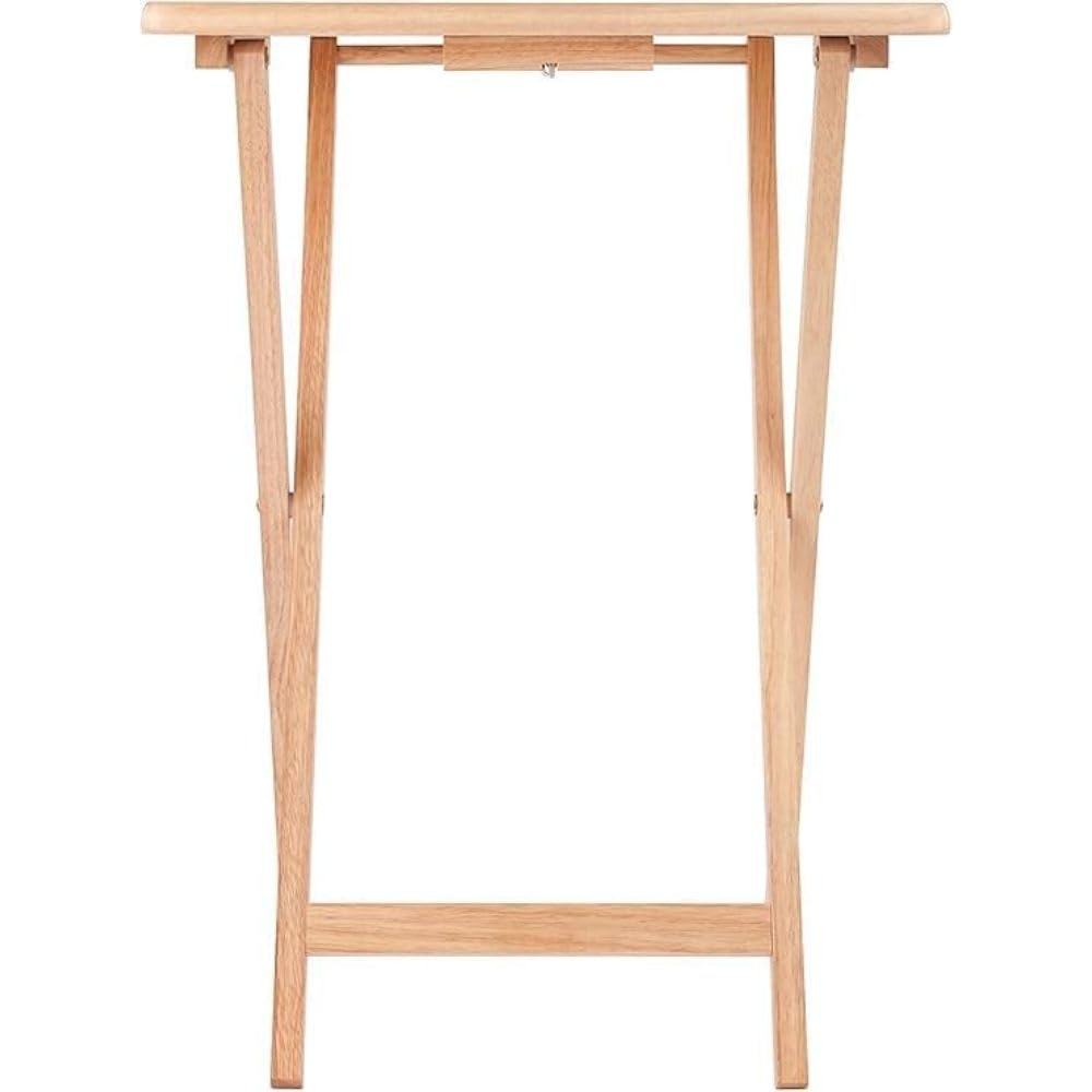 5-Piece Wooden Alex Snack Table Set - Folding TV Tray, Portable Laptop Stand, Compact Gaming Desk - Space Saving, Sturdy & Lightweight for Living Room, Bedroom, Office - Natural Finish - Perfect for Snacking, Working, Studying & Gaming