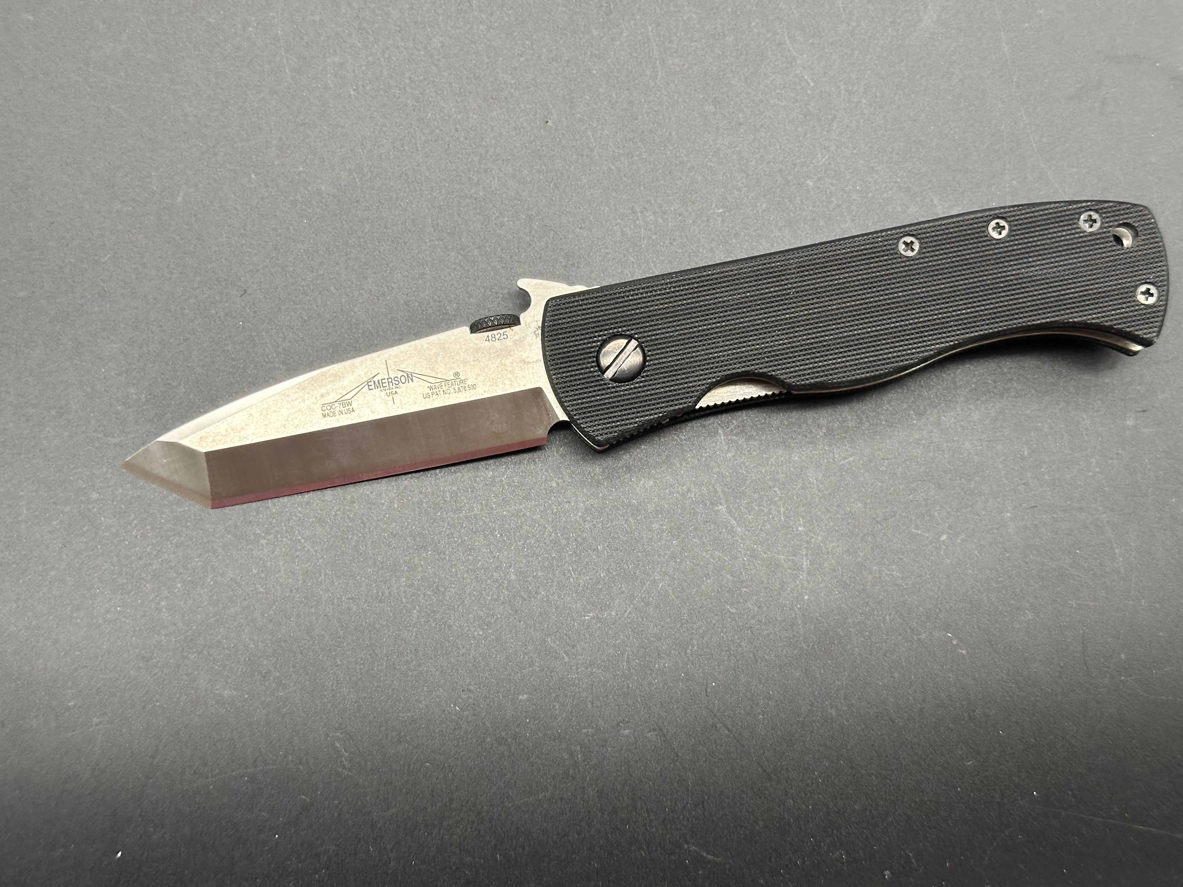EMERSON CQC-7BW Folding Knife - Black G10 Handle & 154CM Stainless Steel Blade - EDC, Outdoor, Camping, Survival Gear