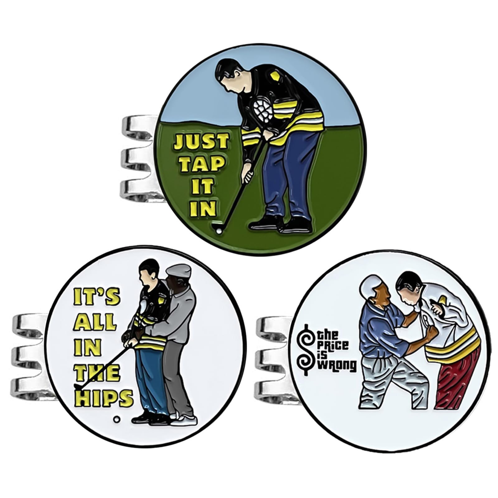 **JOLINTAL 3-Pack Magnetic Golf Ball Markers with Hat Clip – Funny Golf Gifts for Men & Women – Perfect Golf Accessories for Players & Ball Lovers (Ideal for Tournaments, Practice, and Casual Play)**