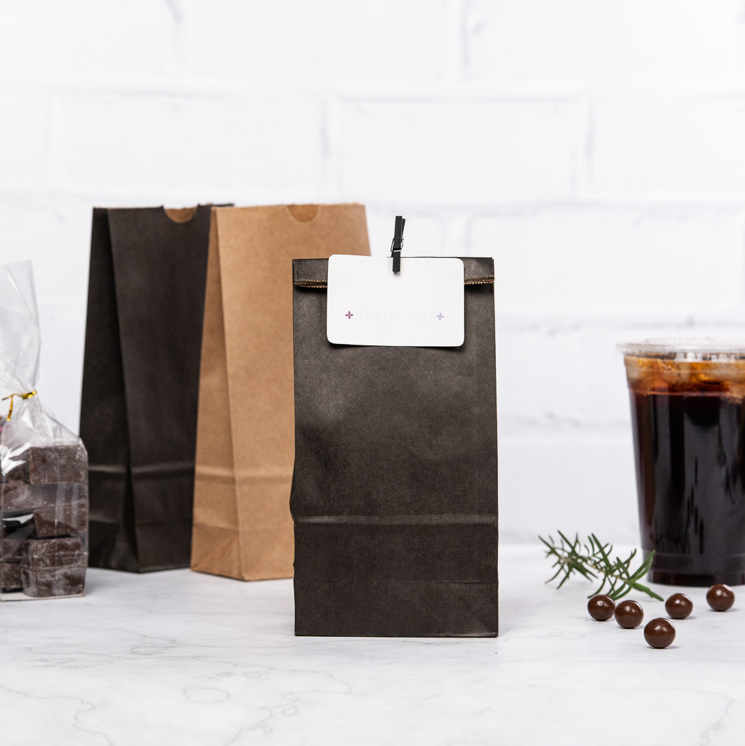 Premium Black Paper Bags 2 lb Capacity - 4.25