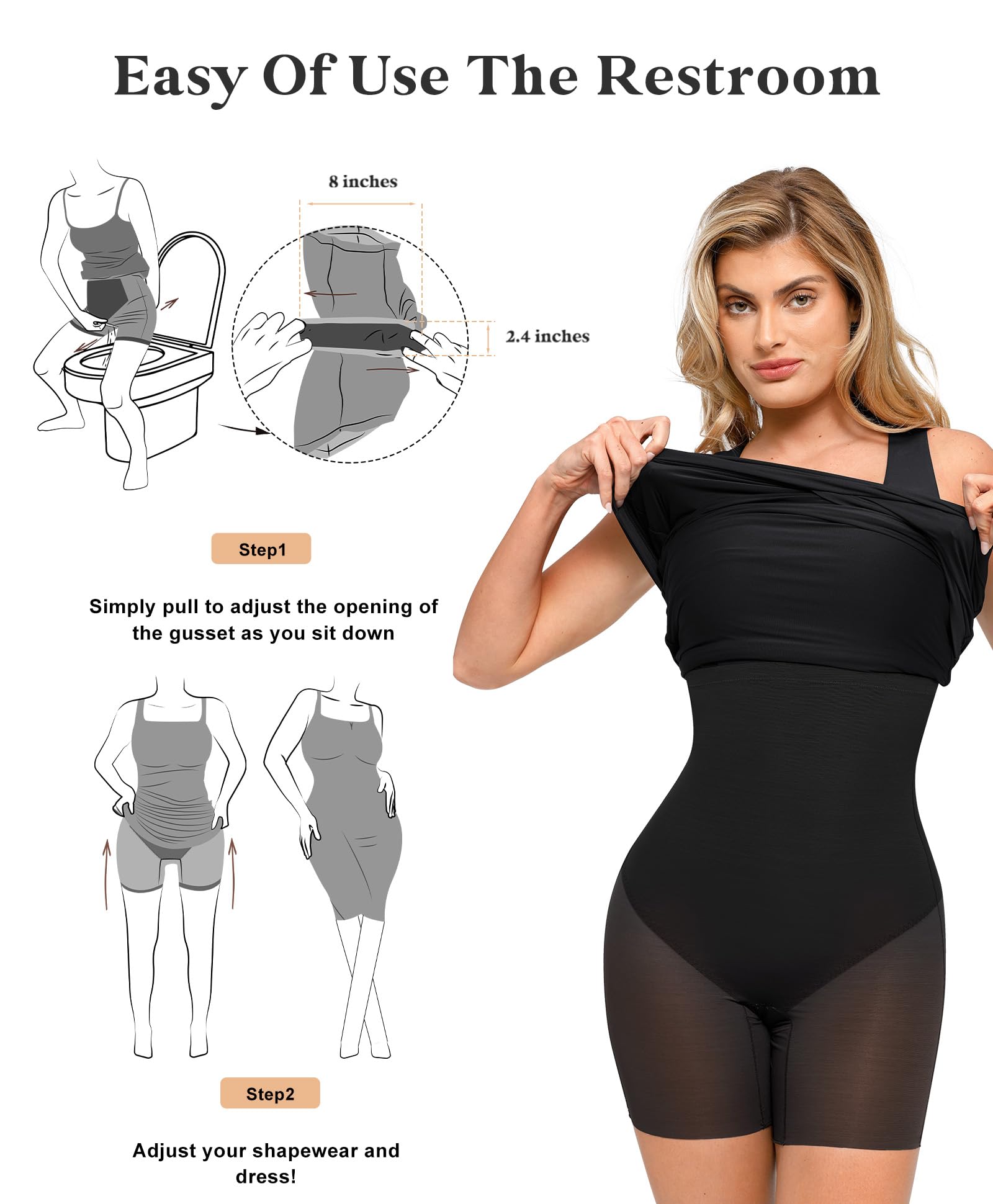 Popilush Women's Mini Dress - U-Neck Shapewear Tummy Control Bodycon Ruched Dress for Slimming & Smoothing | Perfect for Party, Club, Date Night & Evening Out