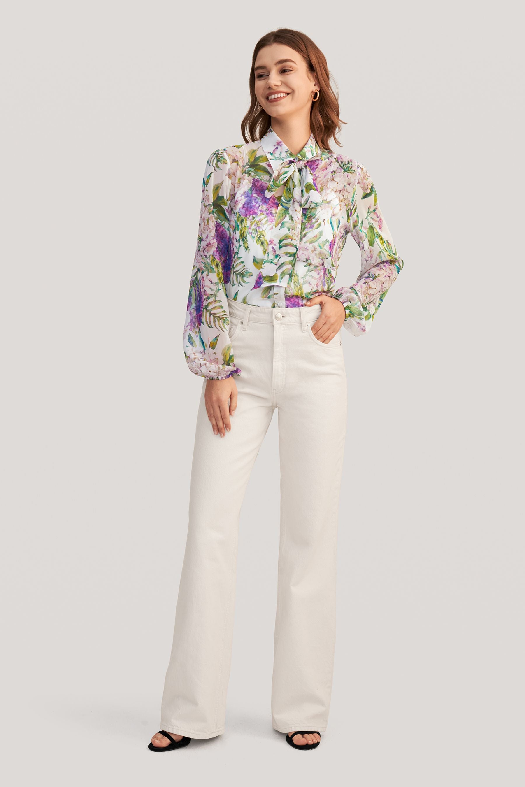Floral Print 2-in-1 Silk Blouse for Women - Elegant Summer Tops for Office & Date Night Outfits