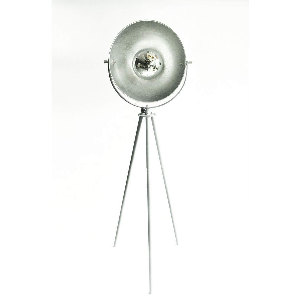 Modern Silver Tripod Floor Lamp with Studio Shade - Adjustable Height Contemporary Lighting for Living Room, Bedroom & Office Decor