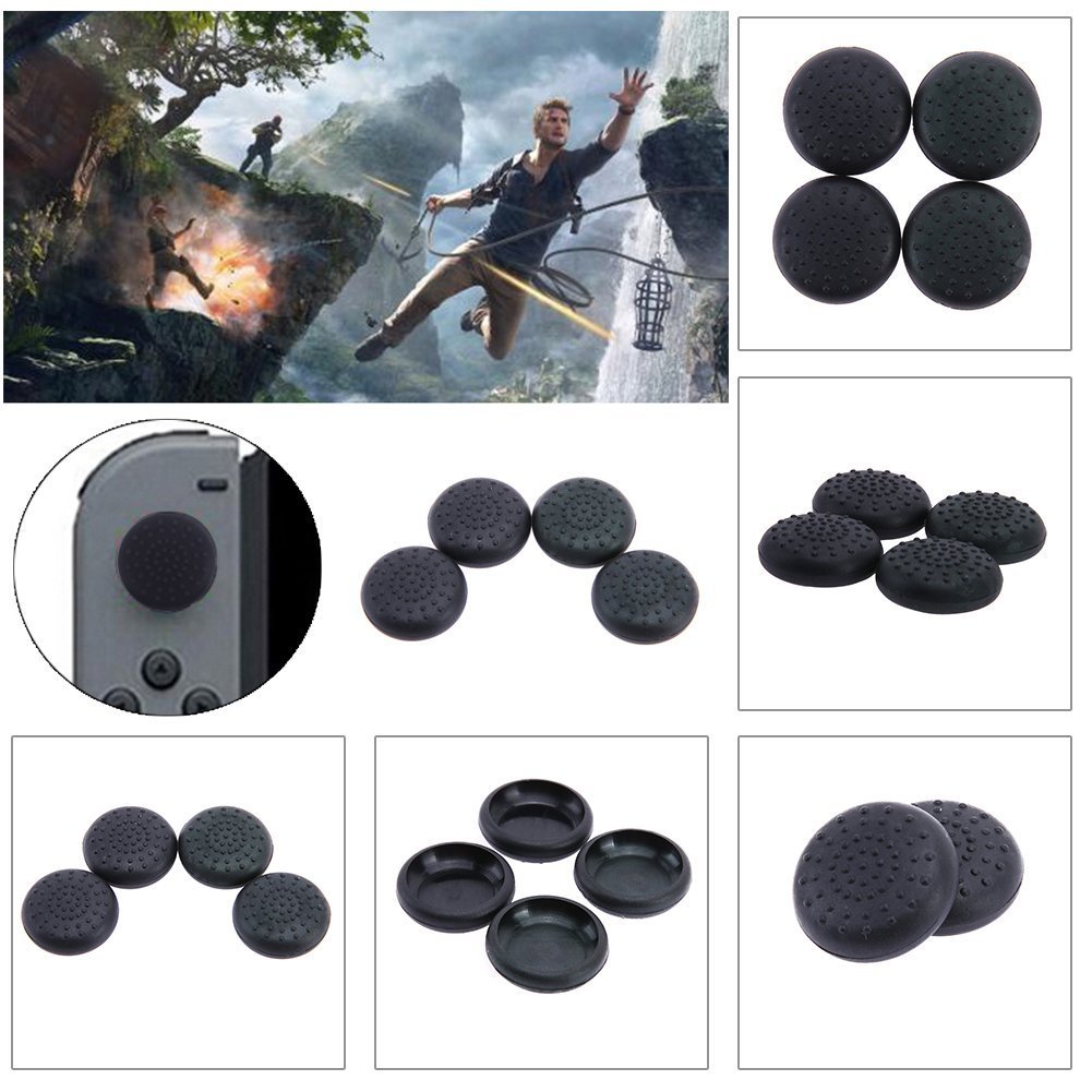 Original TPU Silicone Joystick Thumb Grip Caps for Nintendo Switch Joy-Con (2-Pack, Black) - Enhanced Grip & Protection for Gaming, Perfect for Long Play Sessions & Competitive Gaming