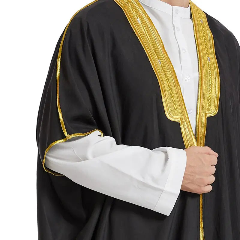 Premium Middle Eastern Arab Men's Sheikh Bisht - Traditional Embroidered Robe for Weddings, Festivals & Special Occasions