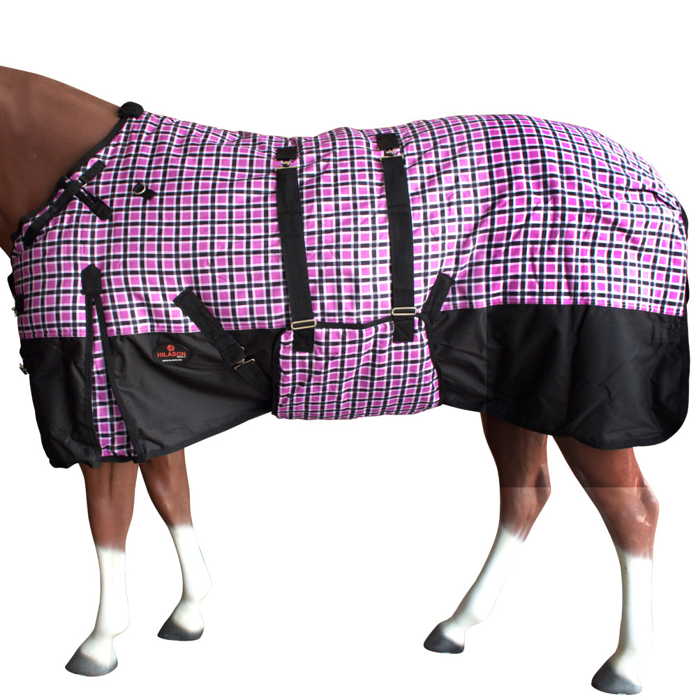 Hilason 1200D Winter Waterproof Turnout Horse Blanket with Belly Wrap - Heavy Duty 66