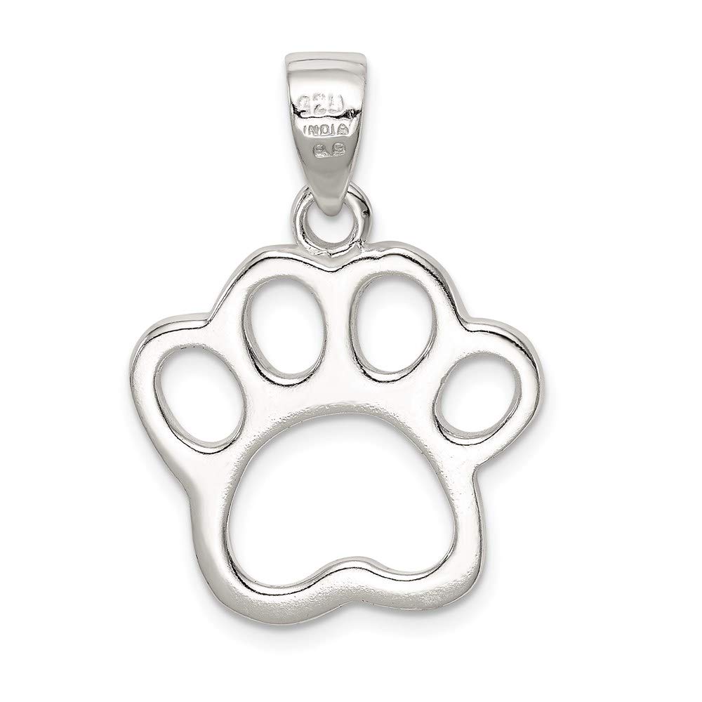 Sterling Silver Paw Print Pendant - 20mm Black Bow for Pet Lovers