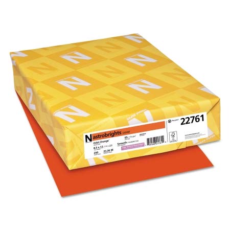 Astrobrights 65lb Color Cardstock Paper, 8.5 x 11 Inches, Orbit Orange - 250 Sheets per Pack (2 Packs Total) for Crafting, Scrapbooking & DIY Projects