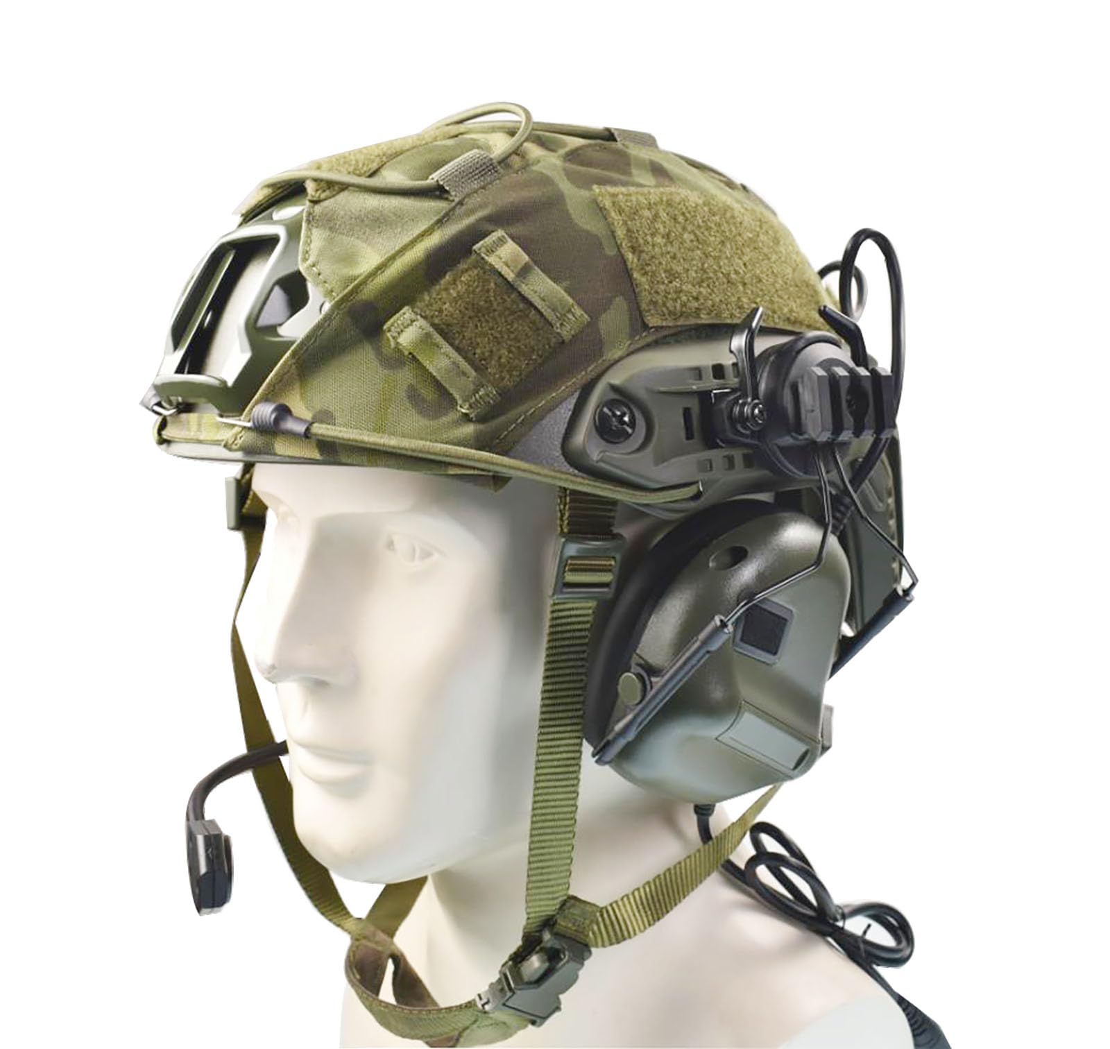 Tactical Airsoft Fast Helmet Set with Military Headset & Cover - Adjustable Memory Foam Protective Padding for Adults & Teens - Perfect for Paintball, Airsoft & Military Simulation Games