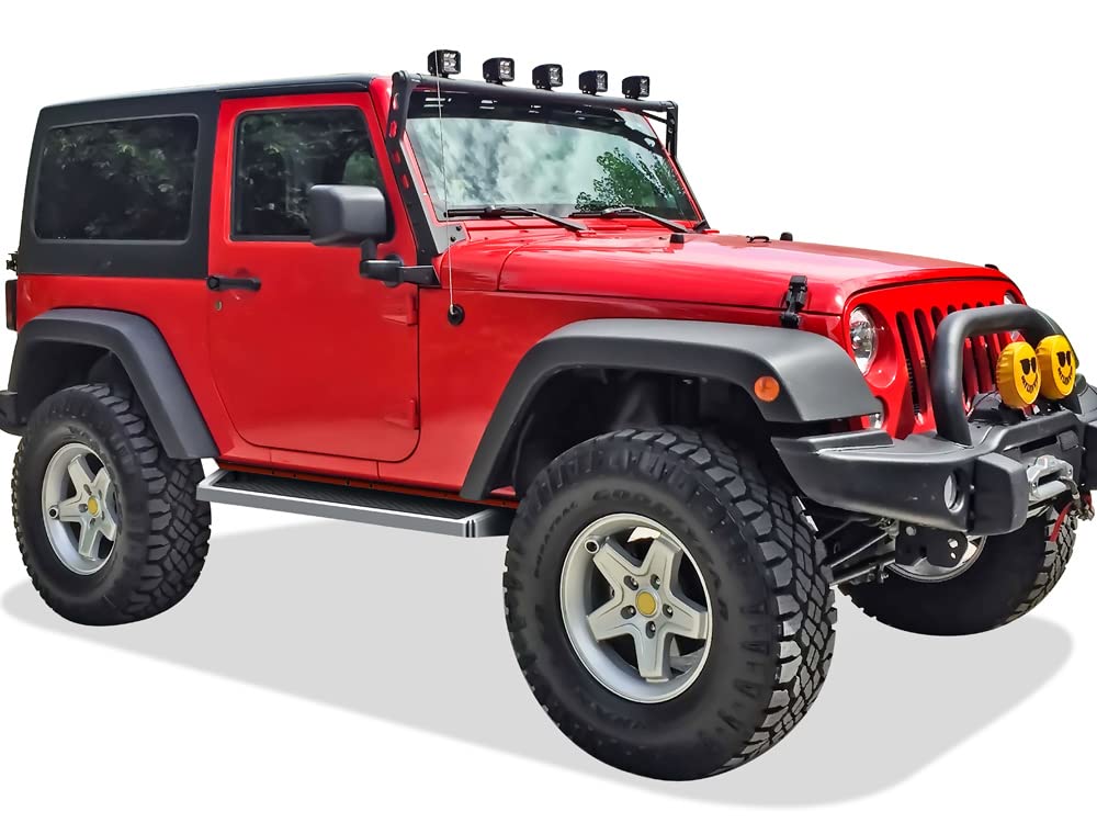 APS Running Boards & Nerf Bars for Jeep Wrangler JK 2-Door 2007-2018 - Replace Factory Sidesteps or Rock Rails - Durable Side Steps for Off-Road & Daily Driving
