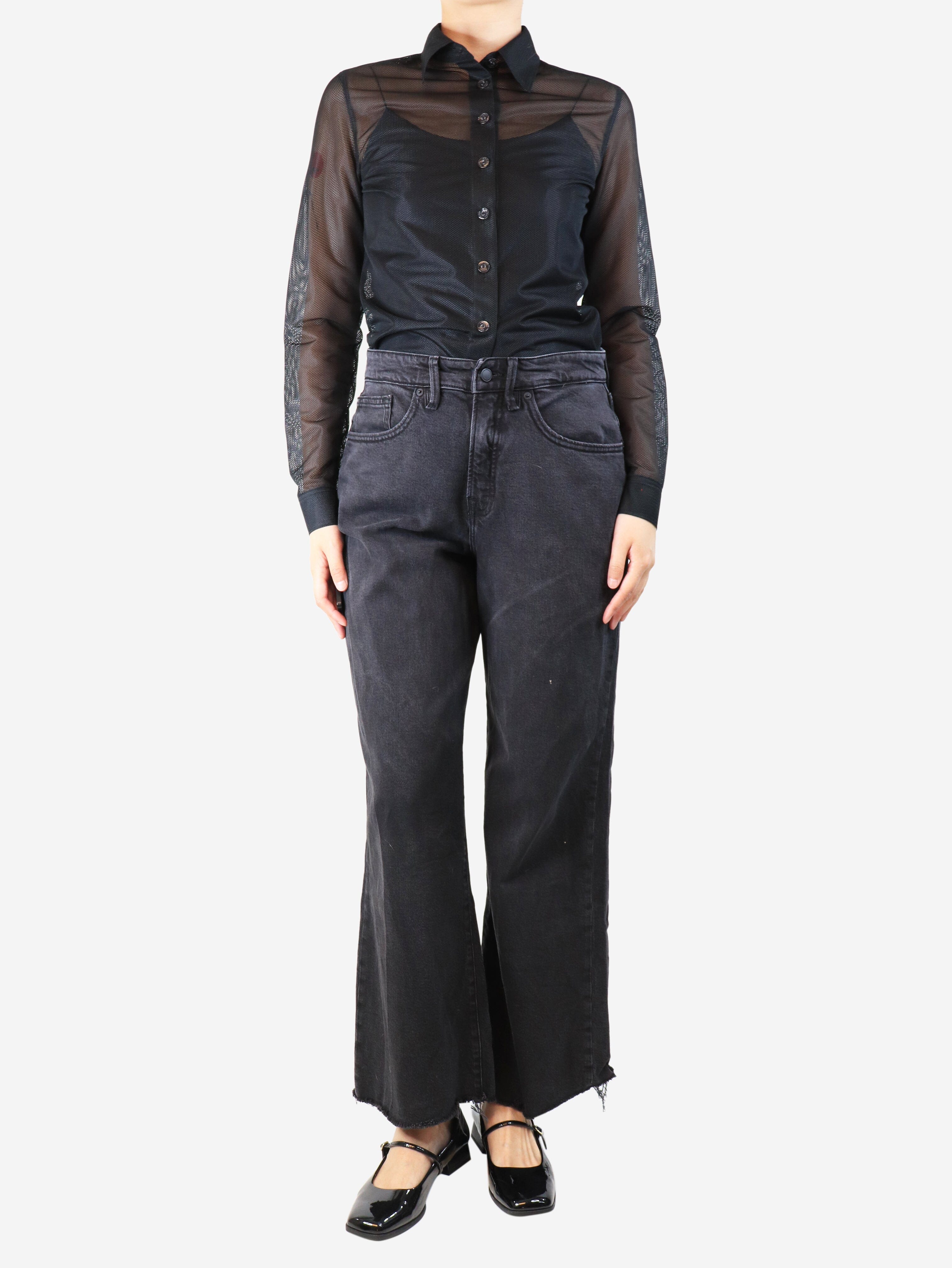Black Relaxed Fit High-Rise Jeans for Women - UK Size 10 | Comfortable Stretch Denim Pants for Casual Wear & Everyday Outfits
