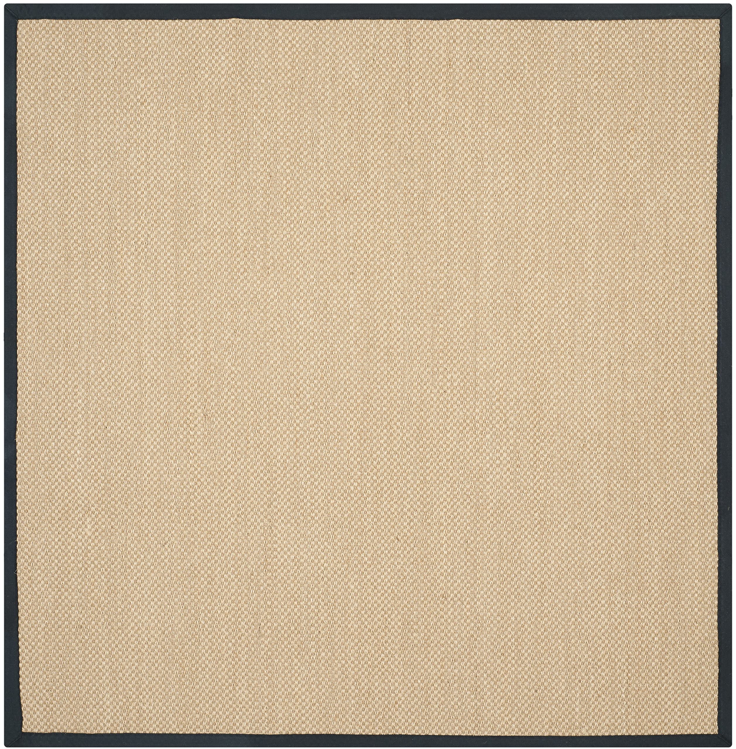 SAFAVIEH Natural Fiber Collection 6'x6' Square Maize & Black NF141A Border Sisal Jute Area Rug - Perfect for Living Room, Bedroom, or Office Decor