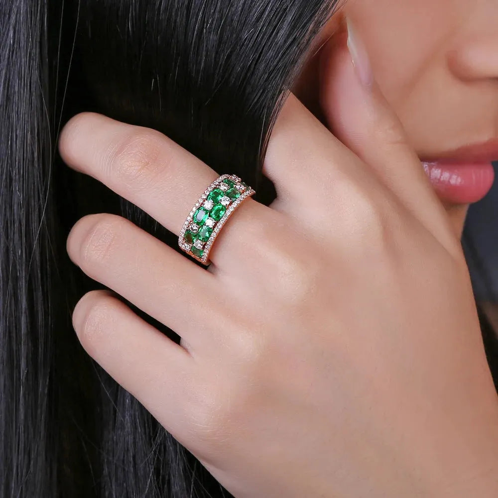 18K Gold 1.65ct Emerald & 0.67ct Natural Diamond Engagement Ring for Women - Luxury Wedding Jewelry, Anniversary Gift, Proposal Ring - Perfect for Bridal, Valentine's Day & Special Occasions