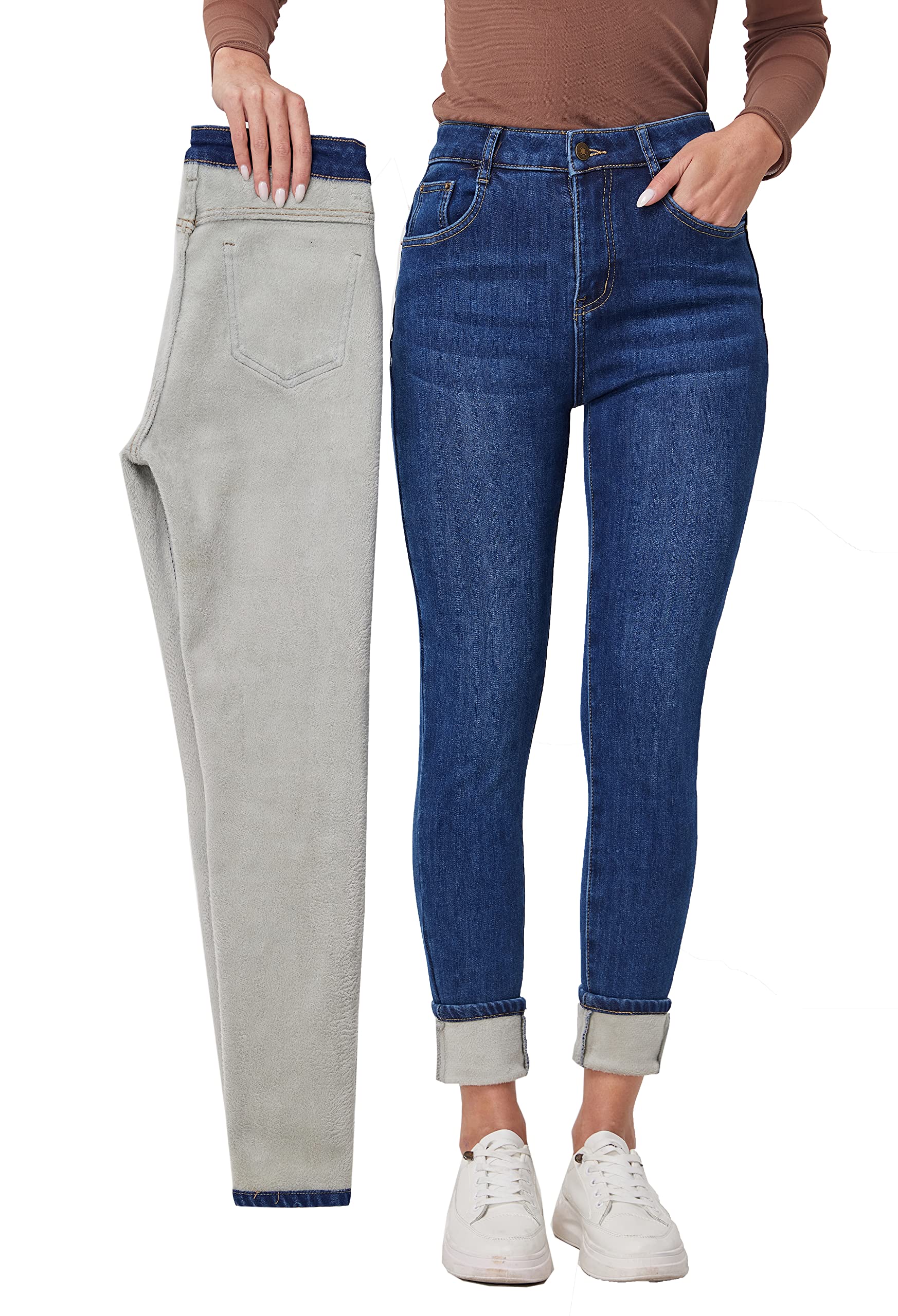 Fakanhui Women's Fleece Lined Thermal Skinny Jeans - Winter Warm Stretch Denim Pants for Cold Weather, Outdoor Activities & Casual Wear