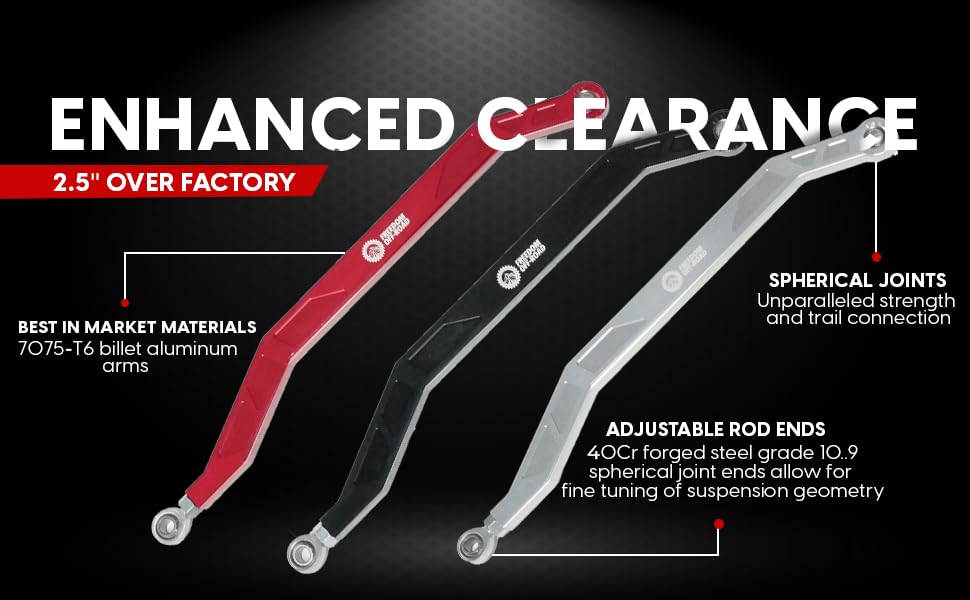 Freedom Off-Road Heavy Duty Polished Radius Rod Set (4-Piece) for 2017+ Polaris RZR - High Clearance Suspension Upgrade for Off-Roading, Dune Bashing & Trail Riding
