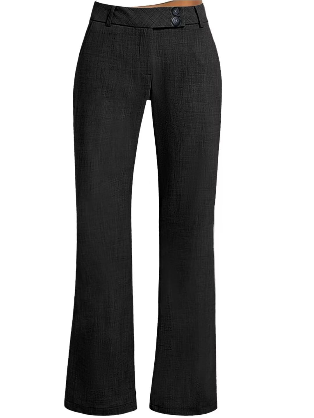 Flamingals Women's Low Rise Wide Leg Flare Dress Pants - Comfortable Office Work Trousers for Business Casual & Professional Outfits