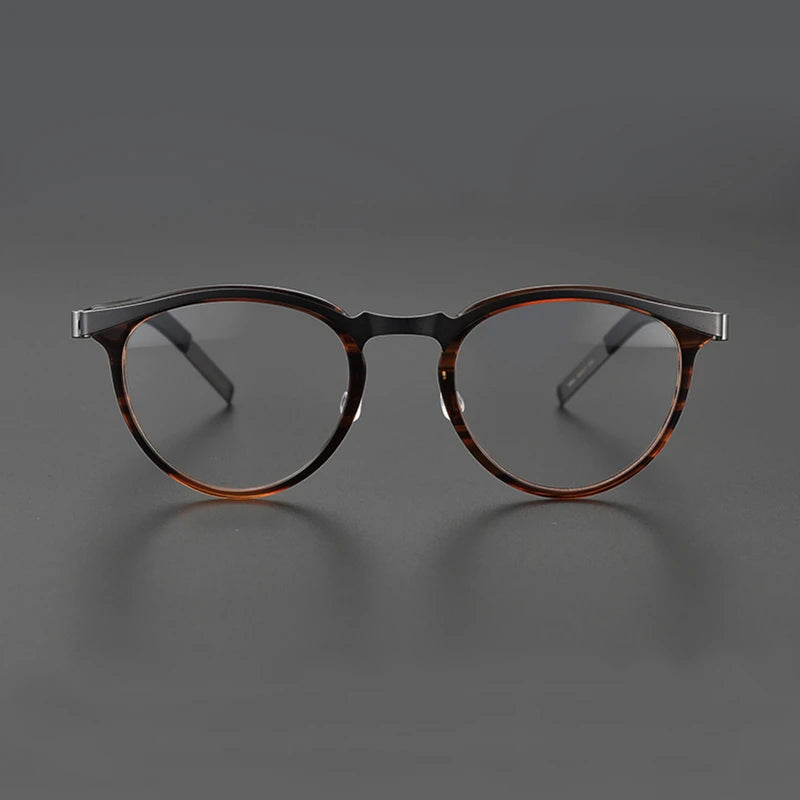 Stylish Unisex Black Titanium Acetate Round Eyeglasses Frame - Lightweight & Durable Screwless Design (Model 9903) | Perfect for Reading, Work & Everyday Fashion Accessory
