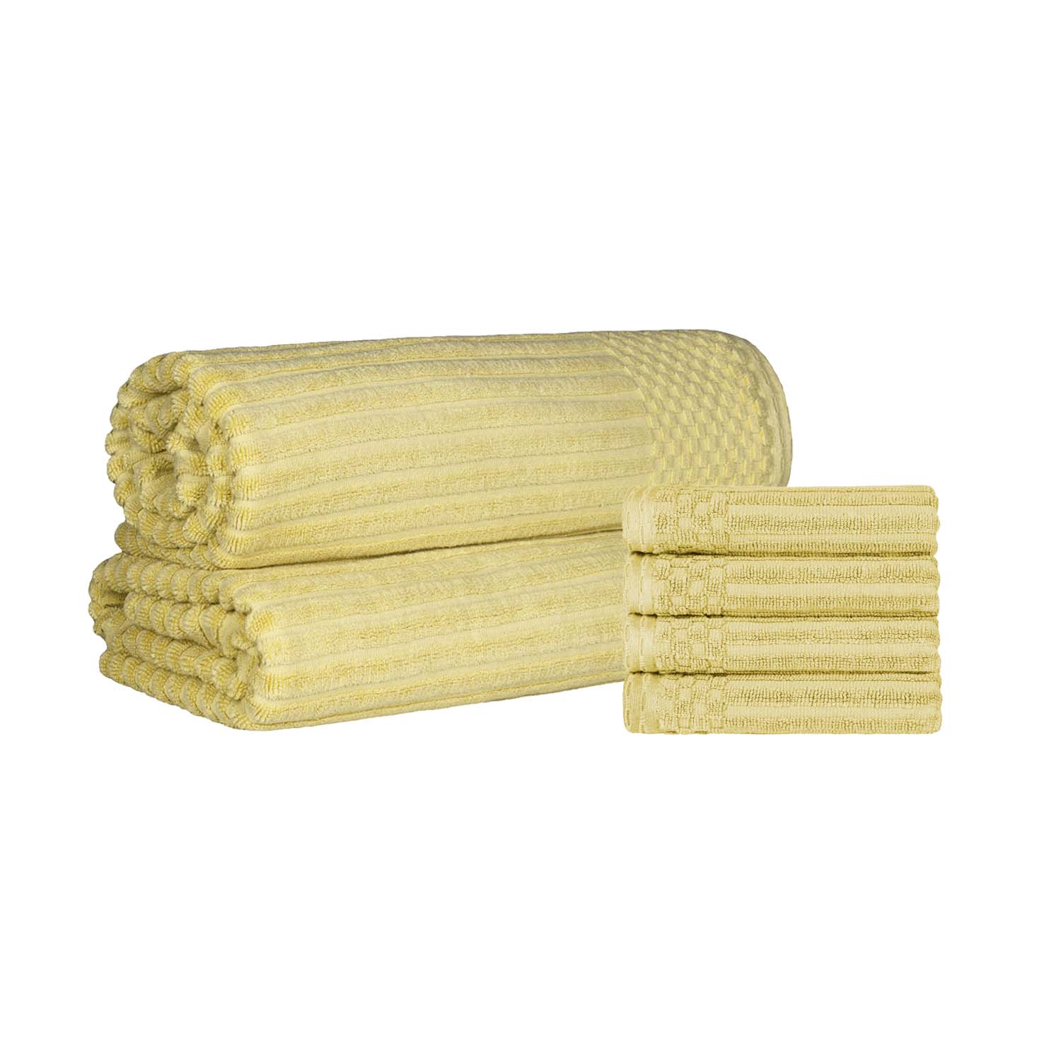 Premium Soho Ribbed Textured Cotton Hand Towels & Bath Sheets Set - Ultra Absorbent, Soft & Quick-Drying - Perfect for Bathroom, Spa, Gym & Guest Use
