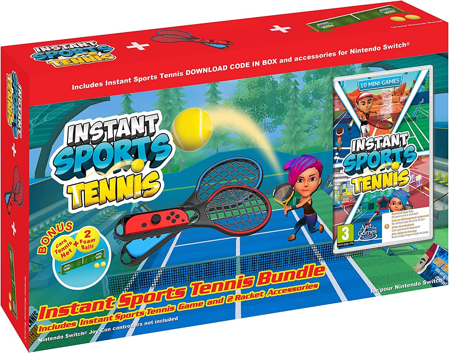 Instant Sports Tennis Bundle for Nintendo Switch - Fun Multiplayer Game for Family & Friends - Perfect for Parties, Game Nights & Indoor Sports Fun