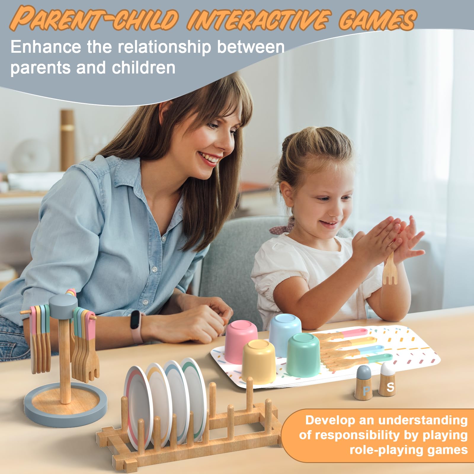 IIFONII 33PCS Wooden Kitchen Playset for Kids - Montessori Pretend Play Toy Dishes & Accessories for Toddlers 1-6 Years, Perfect for Home, Preschool & Daycare Pretend Cooking Fun