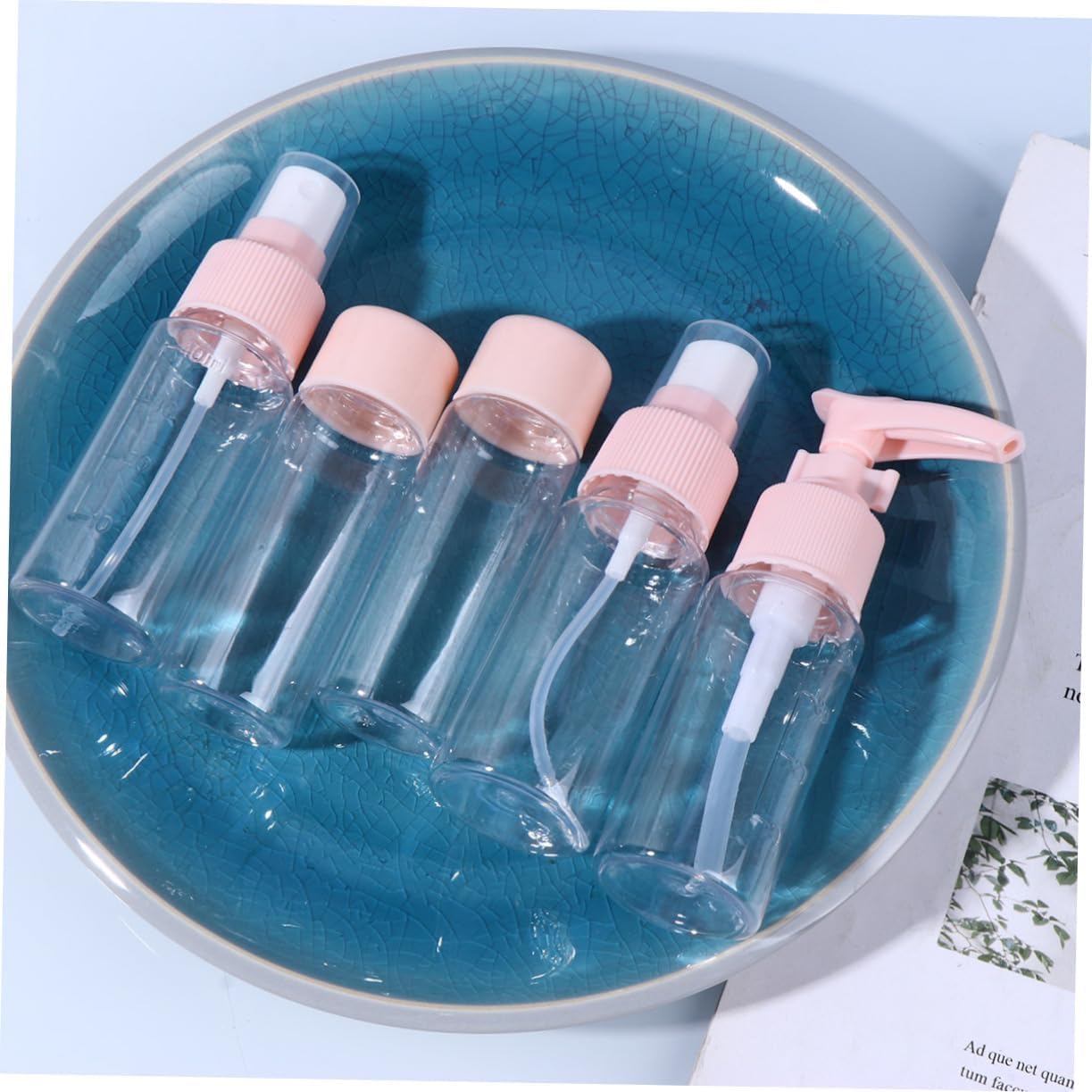 Clear Travel Bottle Set with Waterproof Zip-lock Pouch - 7pc Leakproof Cosmetic Containers for Lotion, Shampoo, Cream & Soap (Pink) | Perfect for Air Travel, Gym, Camping & Vacation Essentials