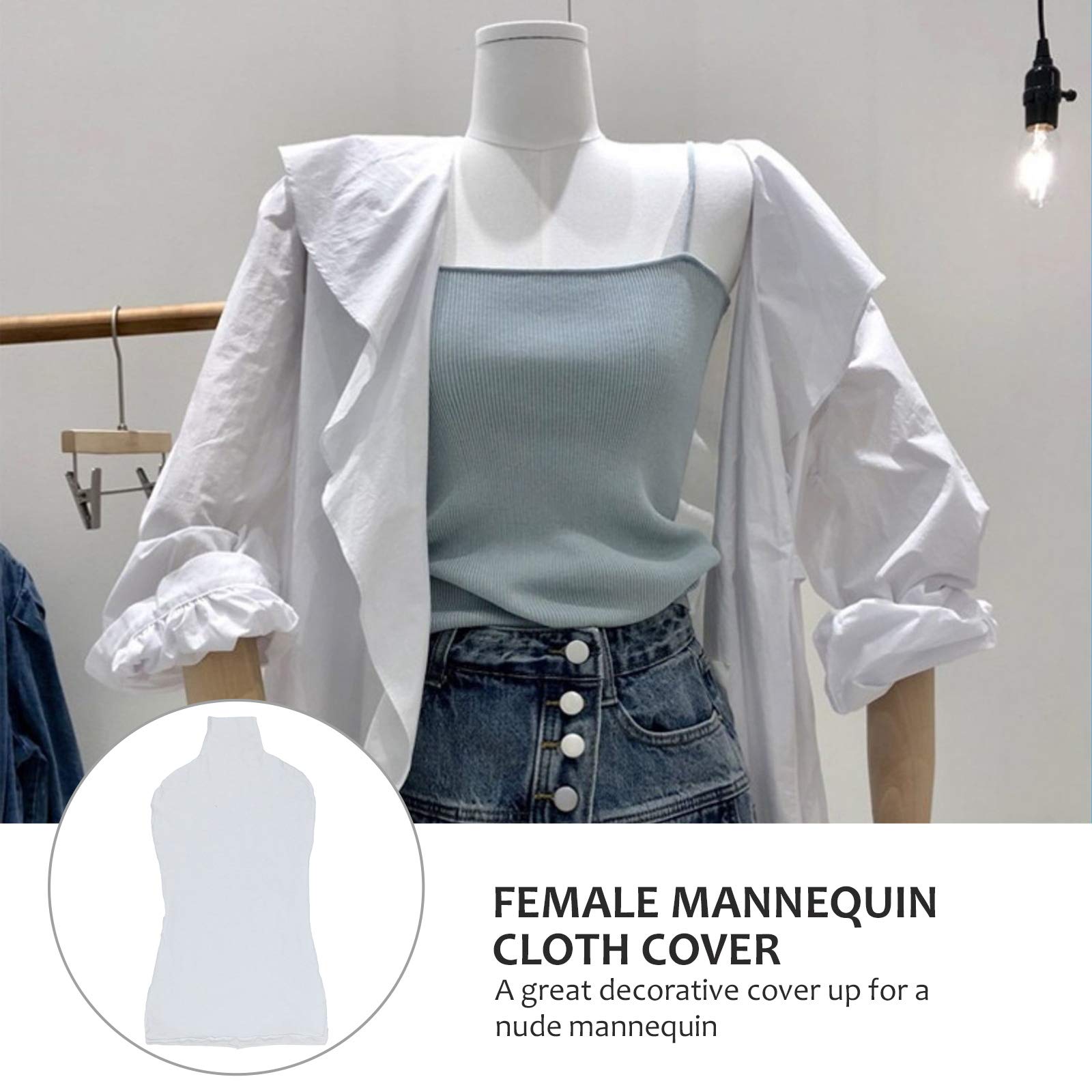 1PC Adjustable Female Dress Form Mannequin - White Cotton Fabric Cover for Sewing, Fitting & Nursing Clothes - Fashionable Lace Tops & Dress Display Prop for Women's Clothing Design & Tailoring (Home Studio, Boutique, Fashion Class)