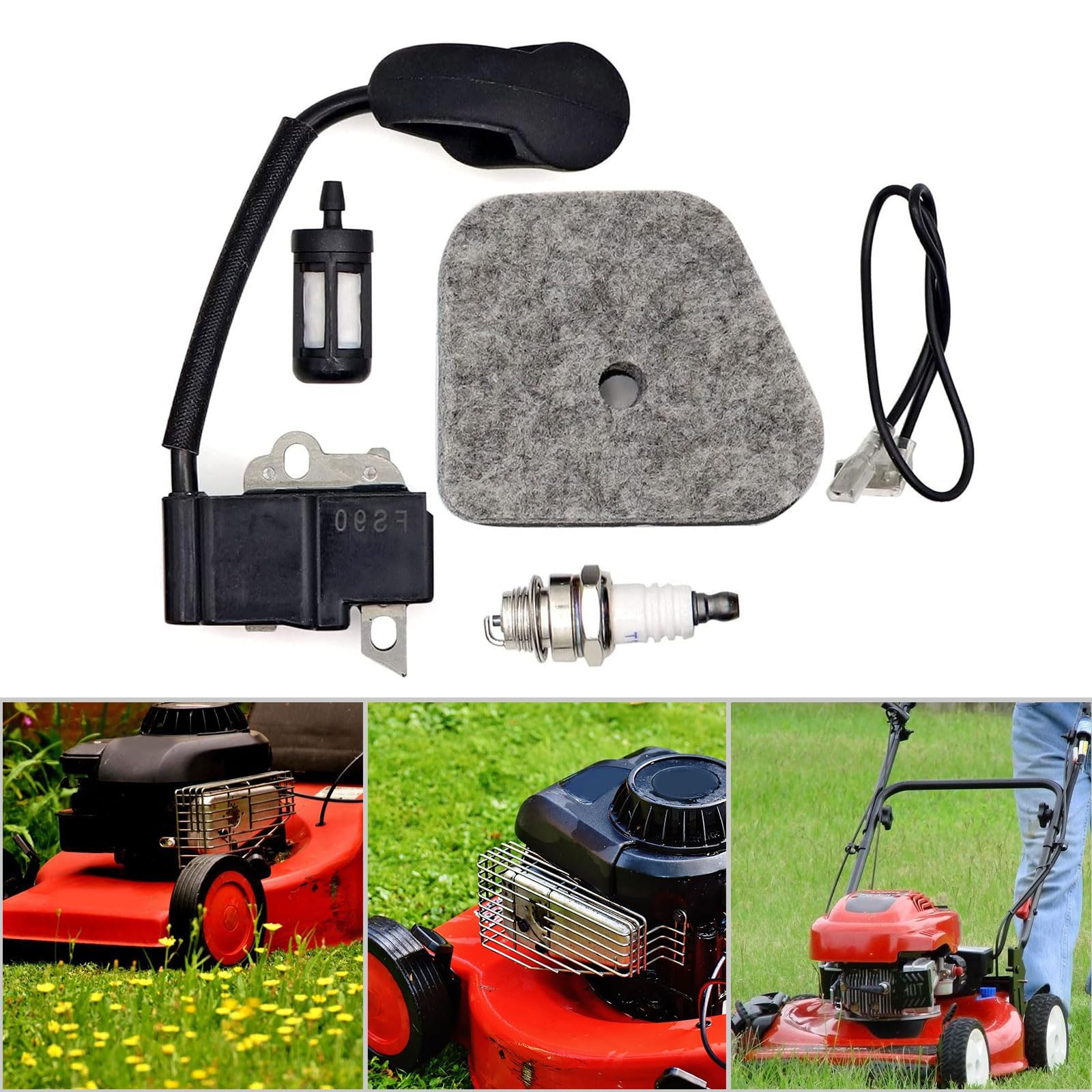 SecosAutoparts Ignition Coil Module & Magneto Air Filter Kit - Compatible with STIHL FS110R FS130R FS110 KM110R FC90 (Part# 41801302A MC4180B 4180-400-1308) - Perfect for Lawn Mower & Brush Cutter Maintenance & Repair