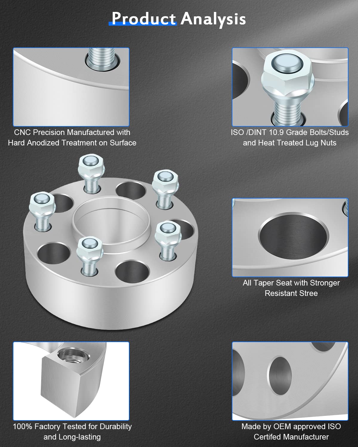 ECCPP 4-Piece 5 Lug 50mm (2 Inch) Wheel Spacers - Hubcentric 5x4.75 to 5x4.75 with Lip - M12x1.5 Threads & 70.5mm Center Bore - Compatible with 1987-2005 Chevrolet Blazer & 1984-2019 Corvette - Perfect for Off-Roading, Performance Upgrades & Custom Wheel Fitment